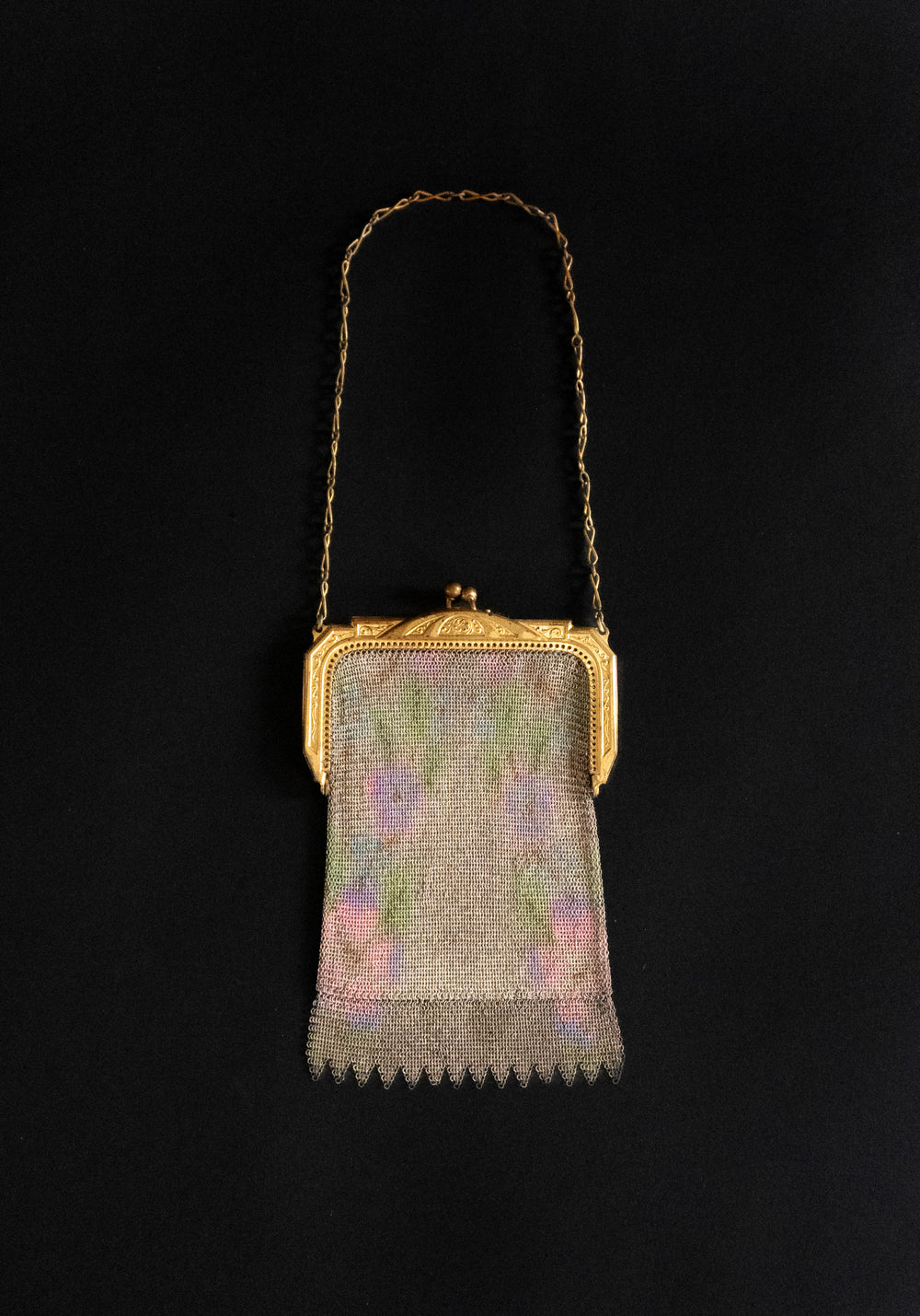 Vintage Victorian Floral Mesh Chain Purse