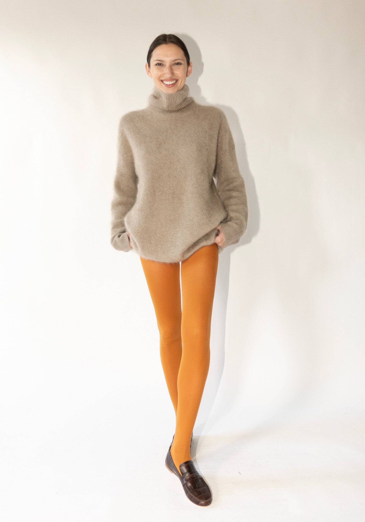 Lisa Yang Cashmere Teresa Brushed Sweater in Mole