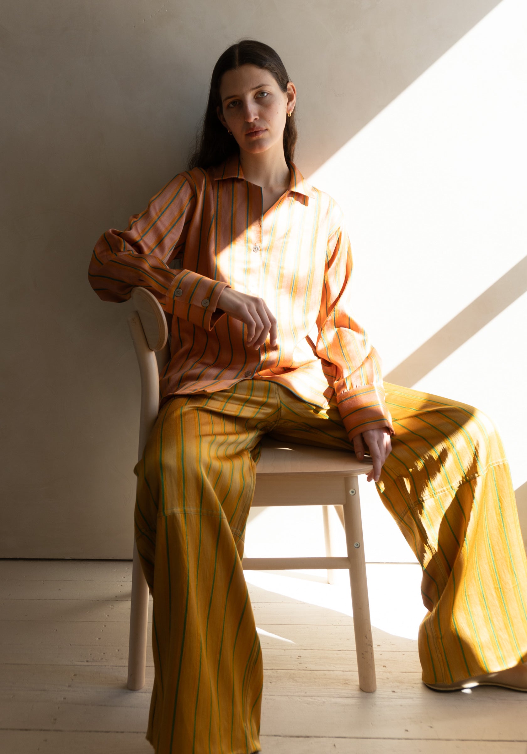 Tigra Tigra Stripe Drawstring Pant in Yellow Stripe