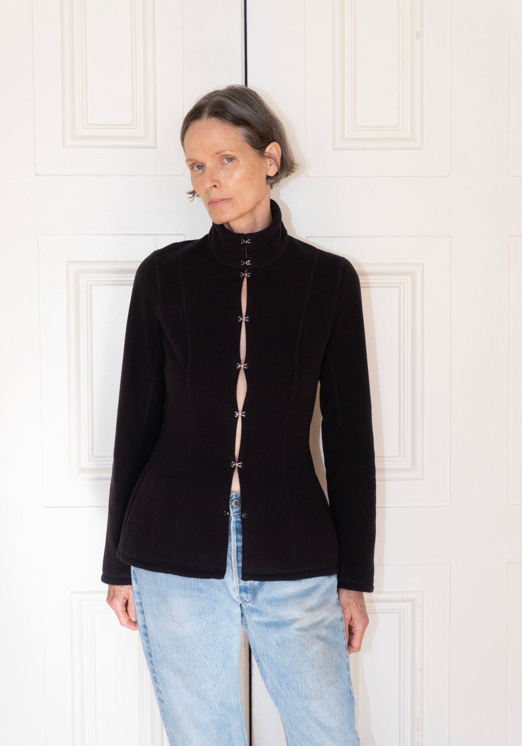 Colleen Allen Shaped Fleece Jacket in Black