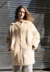 Ruben Mid Length Shearling Coat in Butter