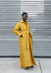 Silk Brocade Puffy Overcoat in Yellow