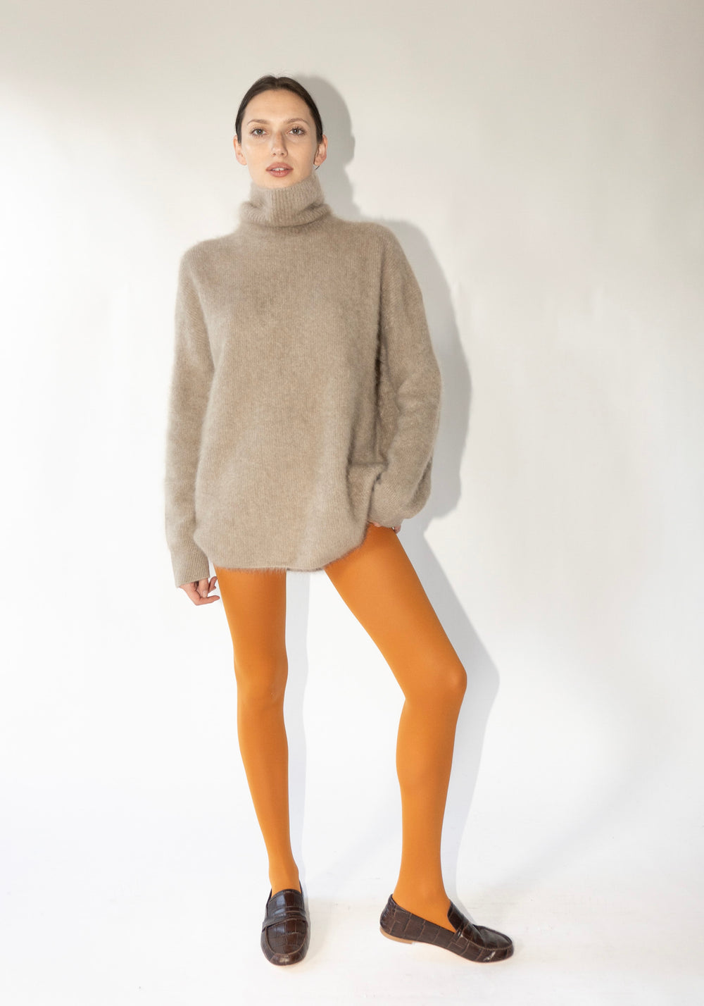 Lisa Yang Cashmere Teresa Brushed Sweater in Mole