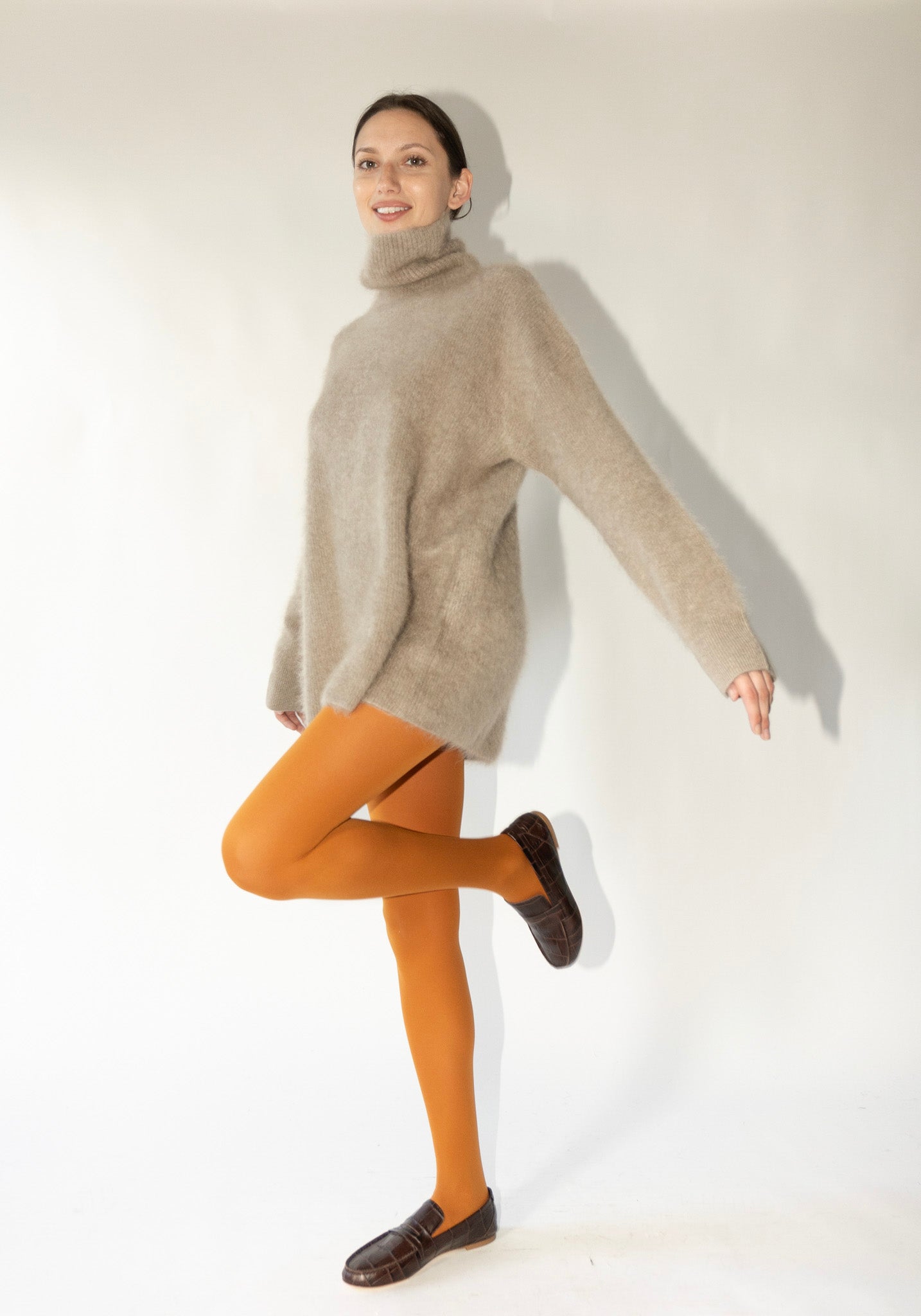 Lisa Yang Cashmere Teresa Brushed Sweater in Mole