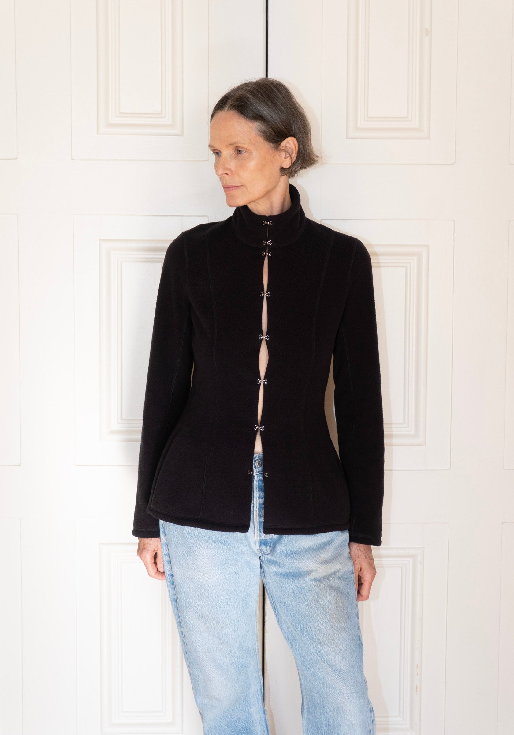 Colleen Allen Shaped Fleece Jacket in Black