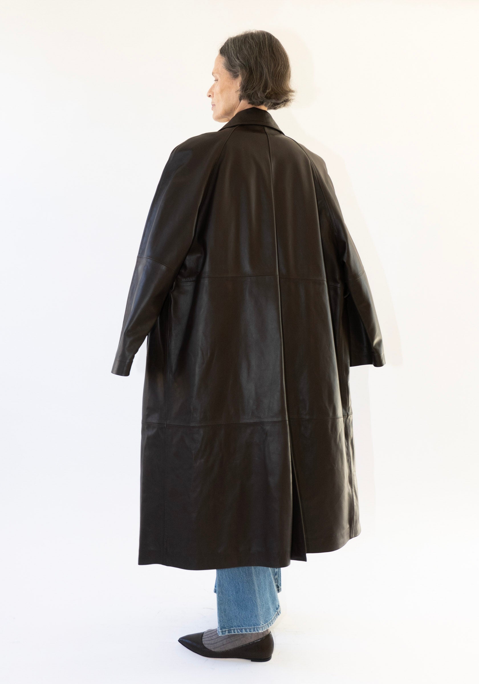 Cordera Nappa Long Trench Coat in Brown