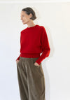 Merino Wool Pullover Sweater in Red