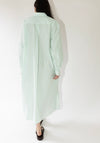 Cristaseya Maxi Shirt Dress in White and Green Stripes