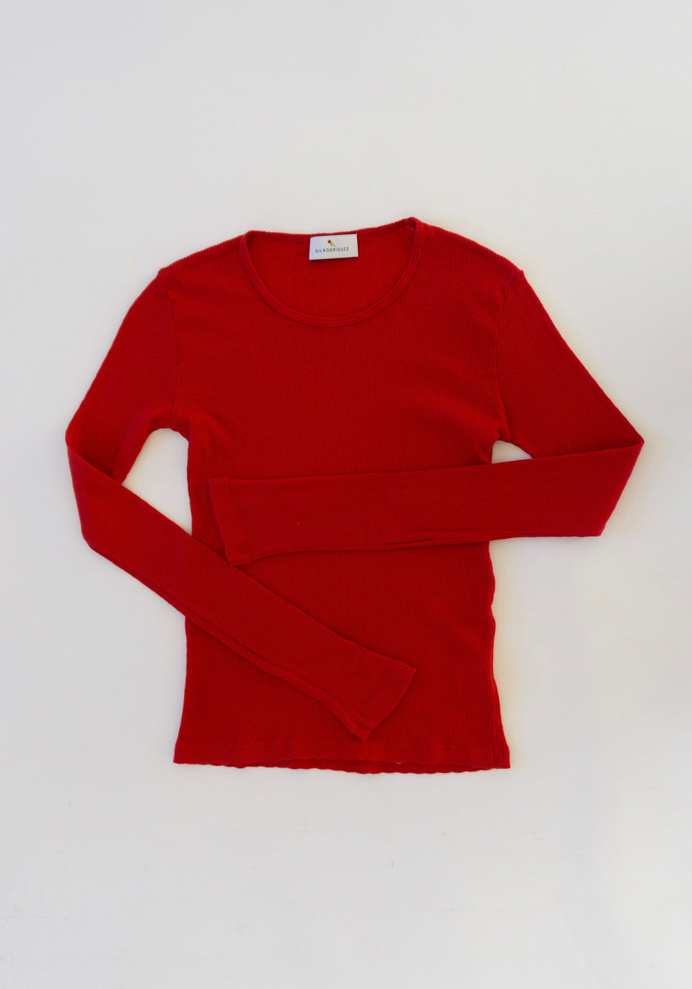 Pointelle Perla Long Sleeve Tee in Tomato