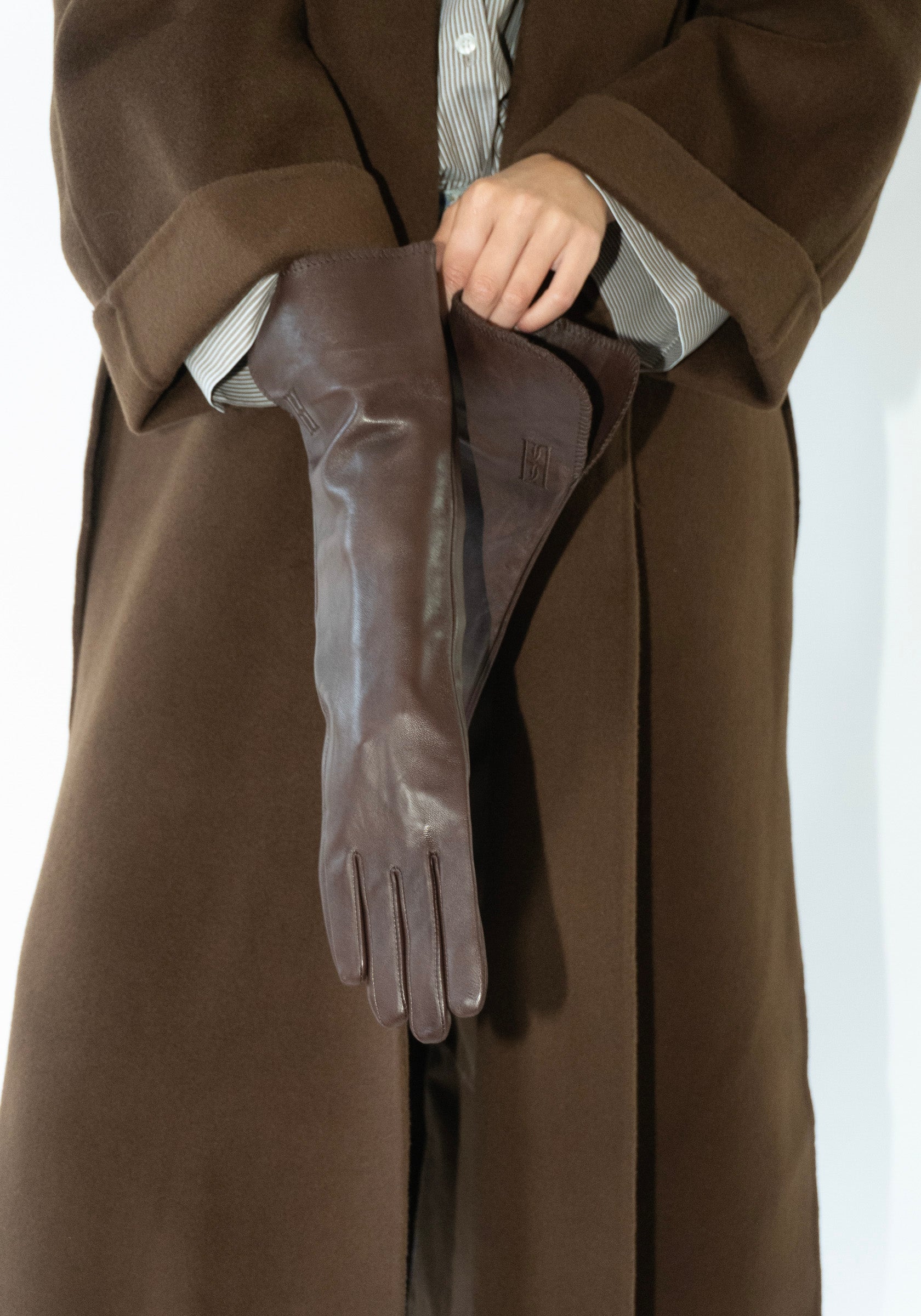By Malene Birger Gemmi Long Leather Gloves in Brown