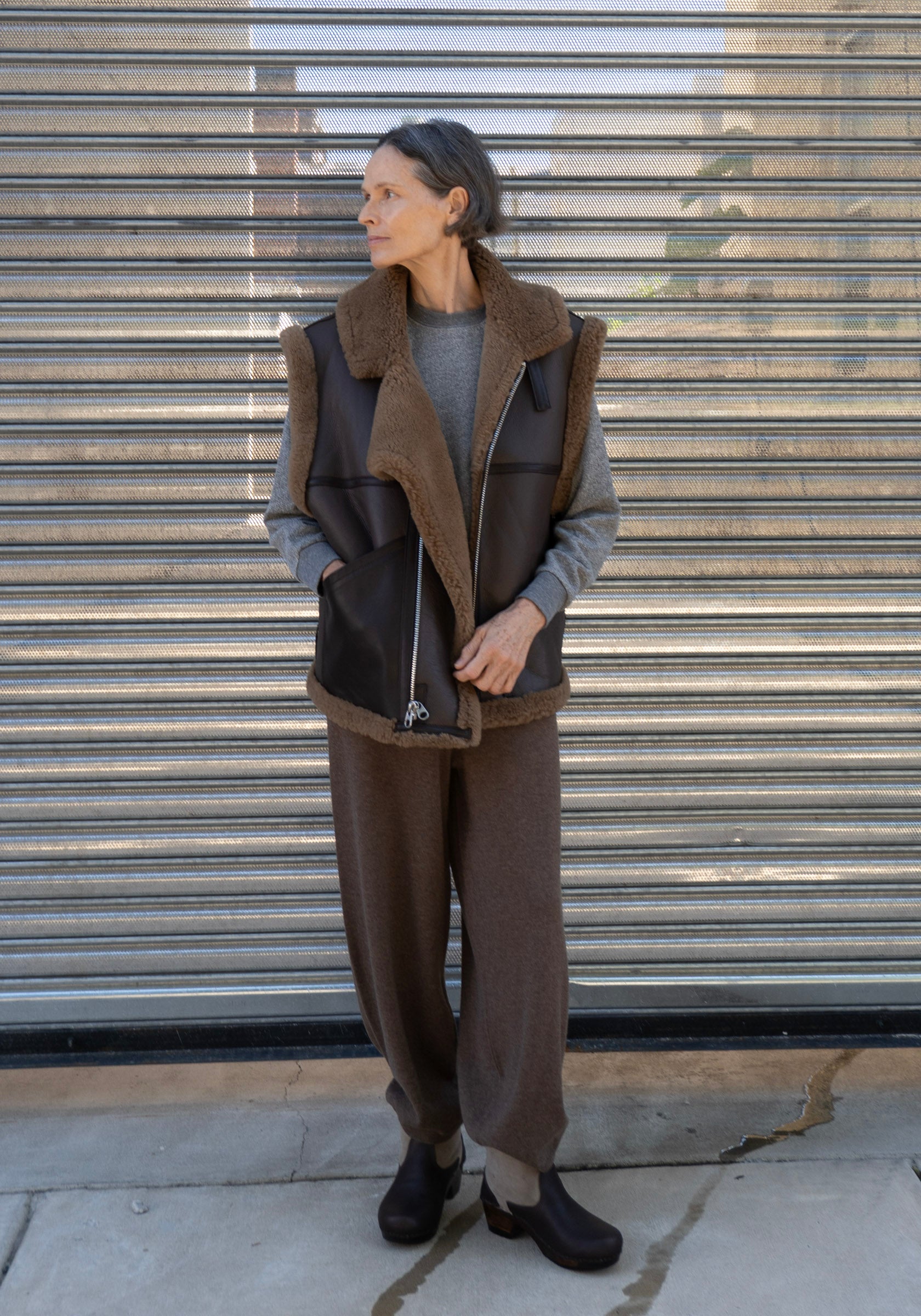 Shearling Vest in Brown