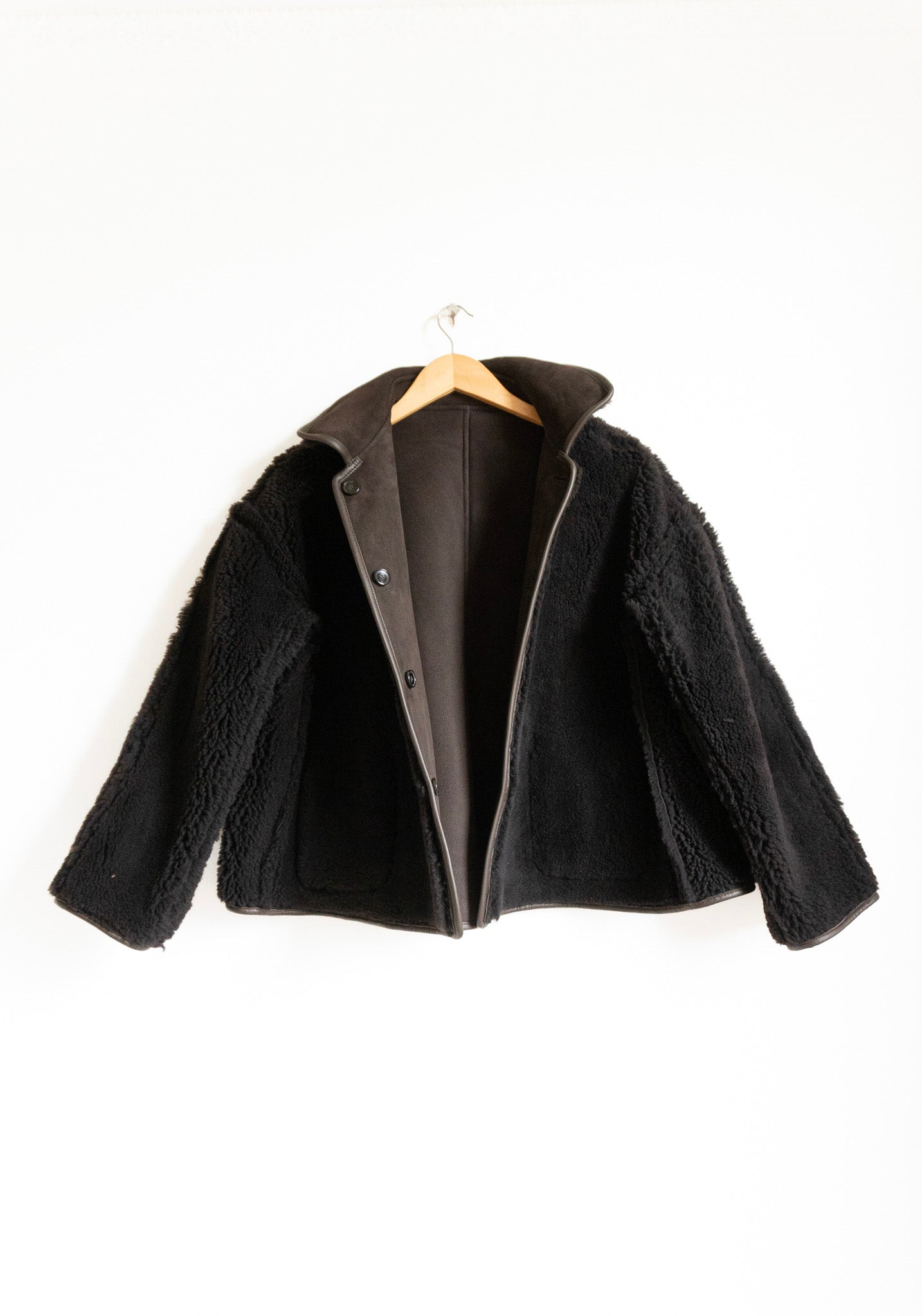 Cawley Suede and Curly Shearling Avis Jacket in Chocolate