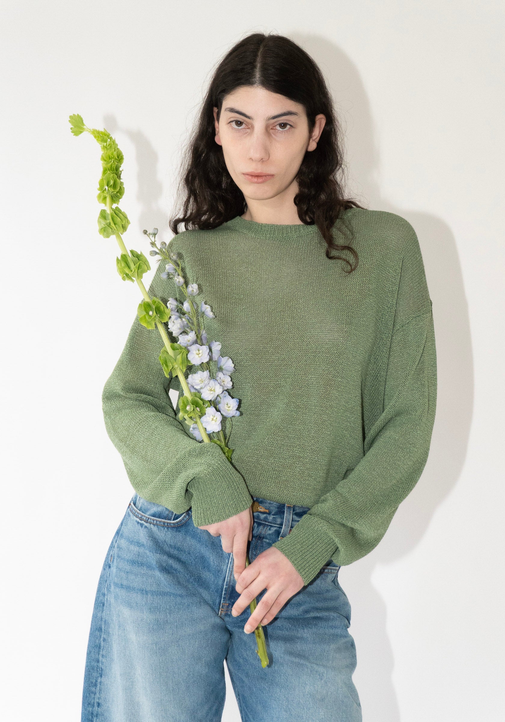 Cristaseya Oversized Washi Paper Sweater in Sauge