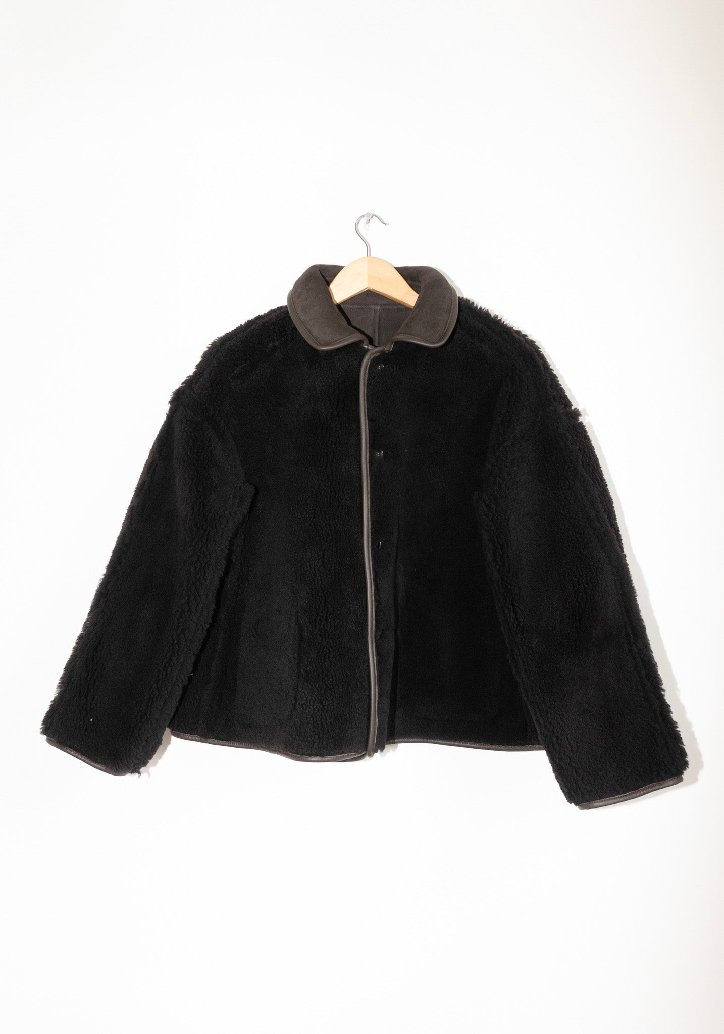 Cawley Suede and Curly Shearling Avis Jacket in Chocolate