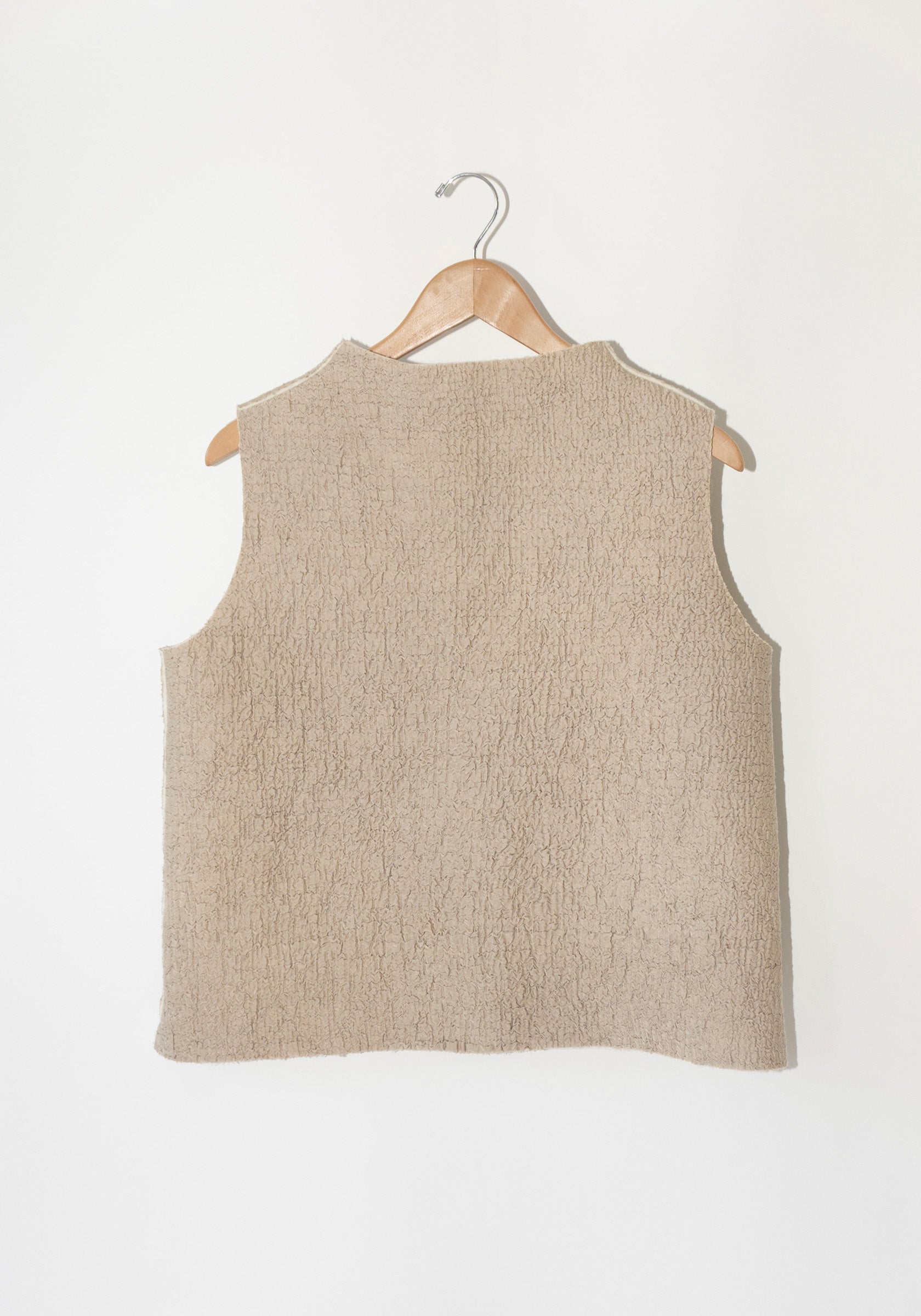 Azur Merino Wool Nuno Sleeveless Jumper in Stone