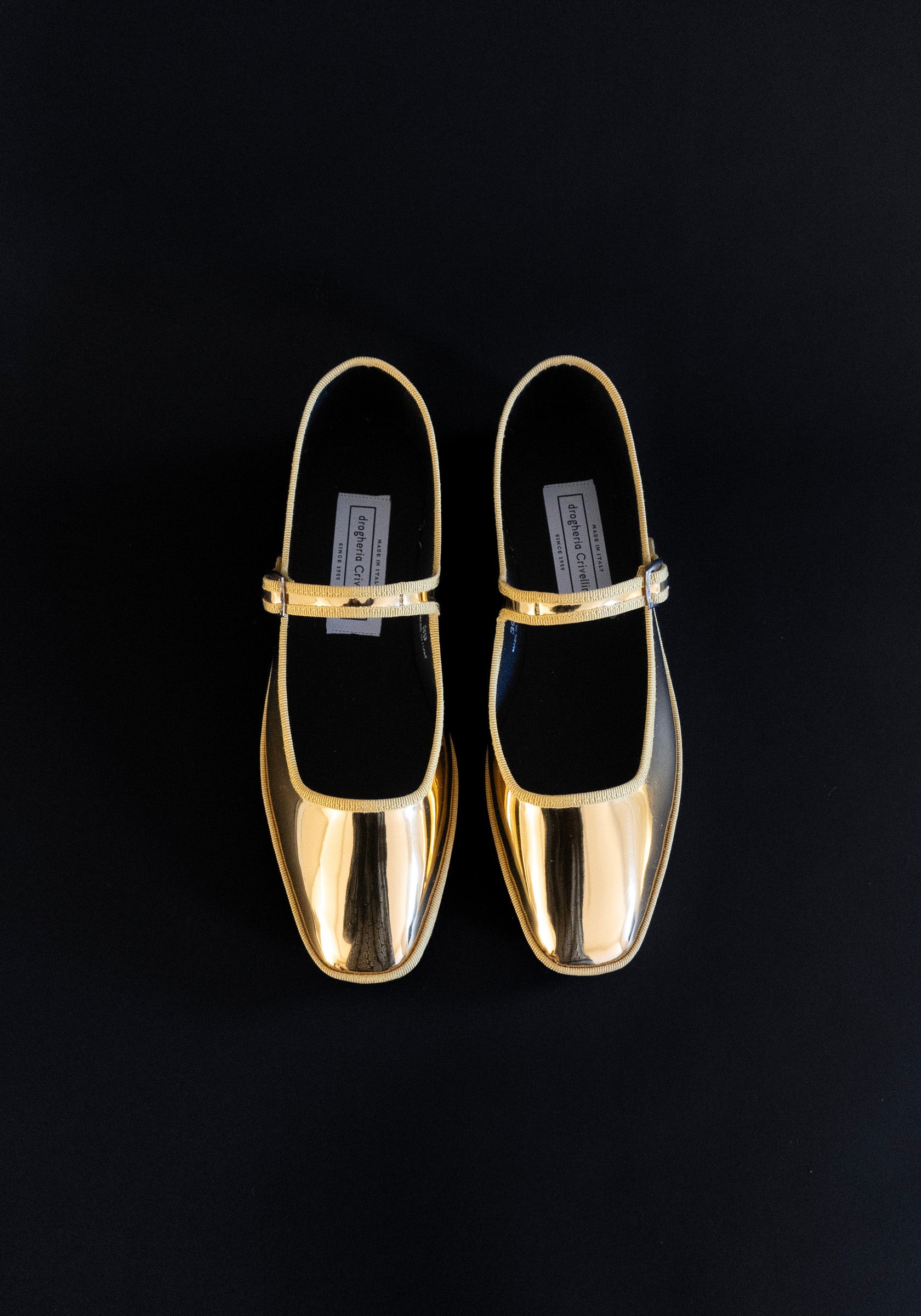 Square Toe Mary Jane in Gold Mirror