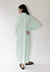 Cristaseya Maxi Shirt Dress in White and Green Stripes