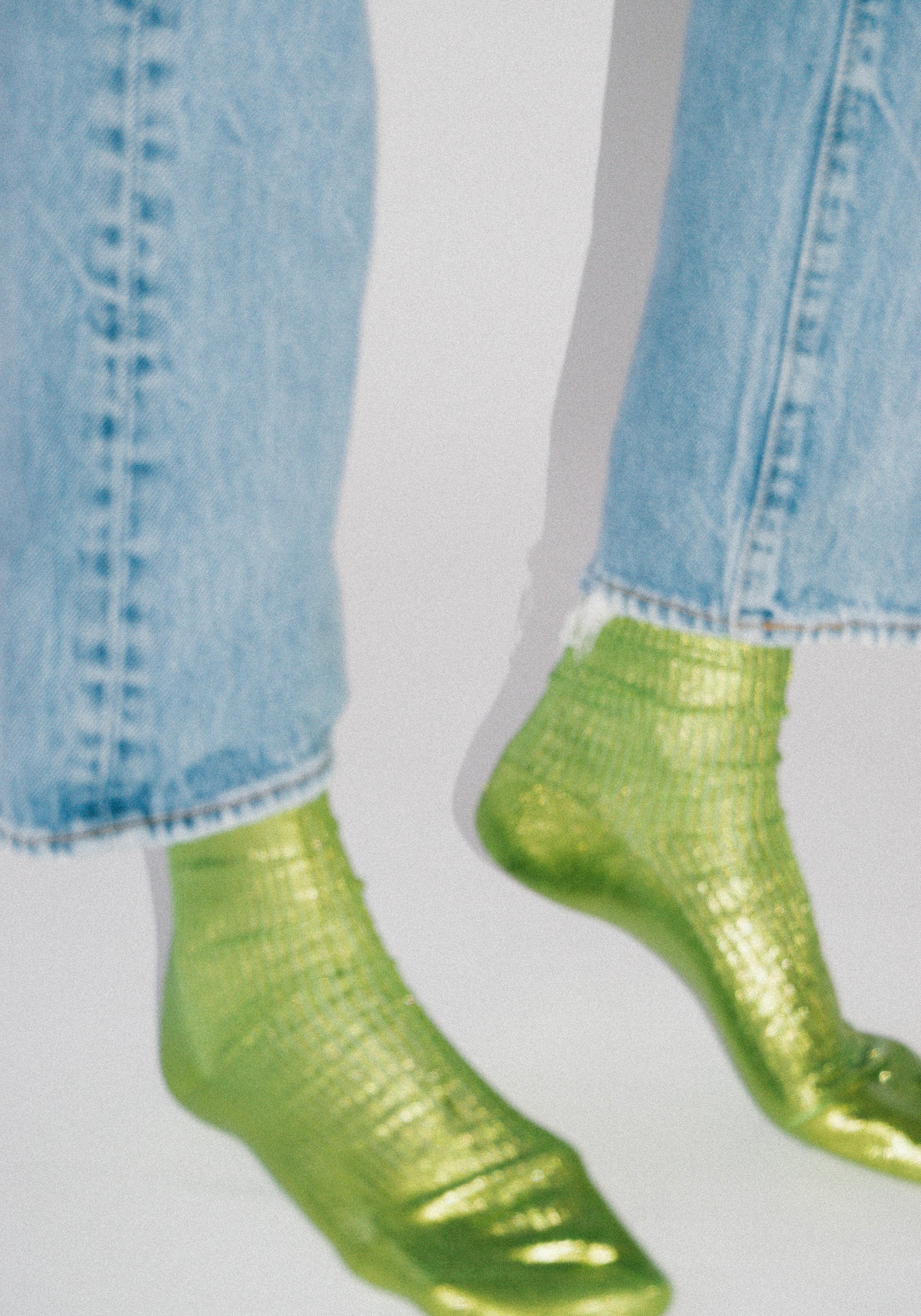 Maria La Rosa Ribbed Laminated Sock in Lime