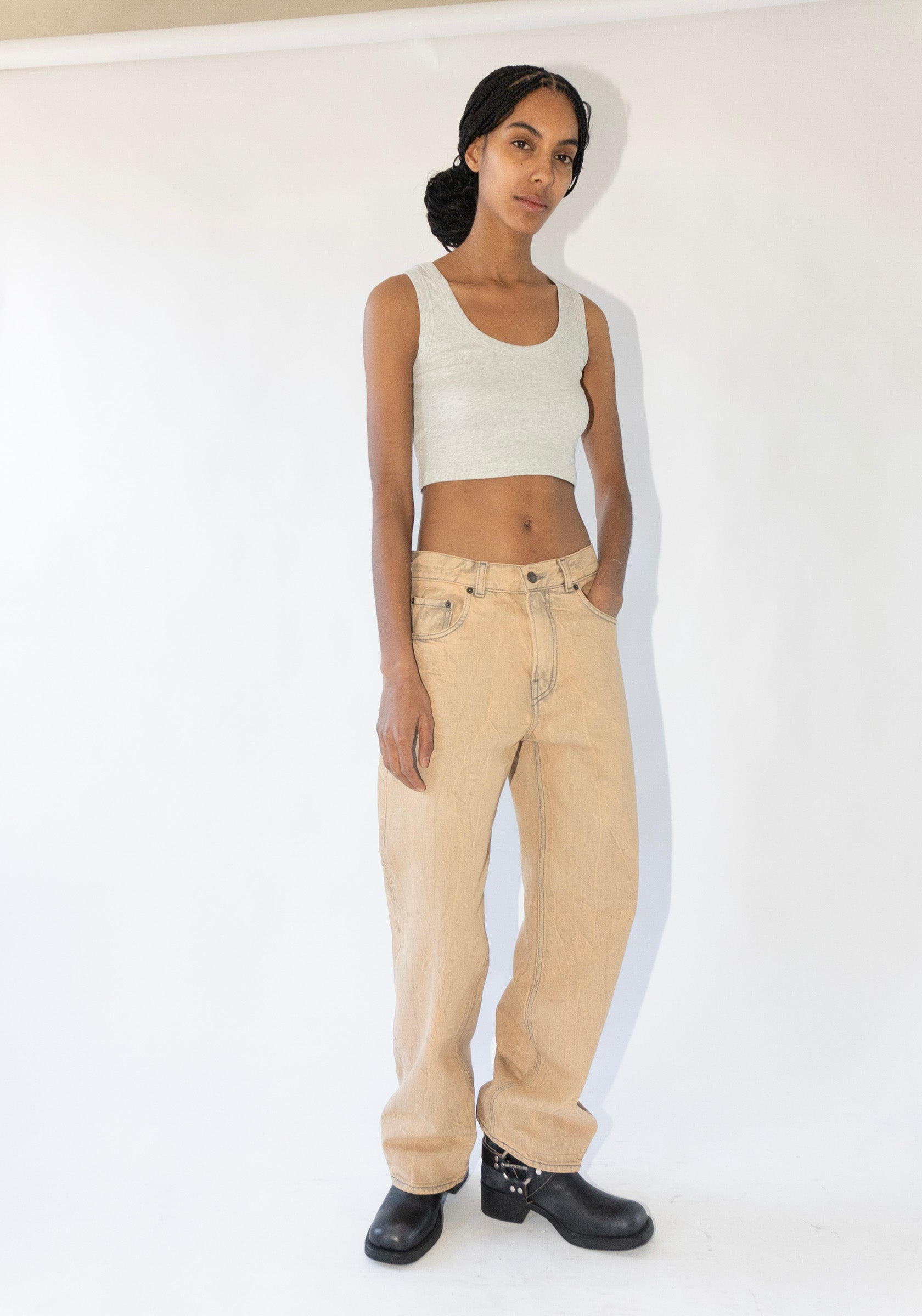 Hillie Crop in Heather Grey