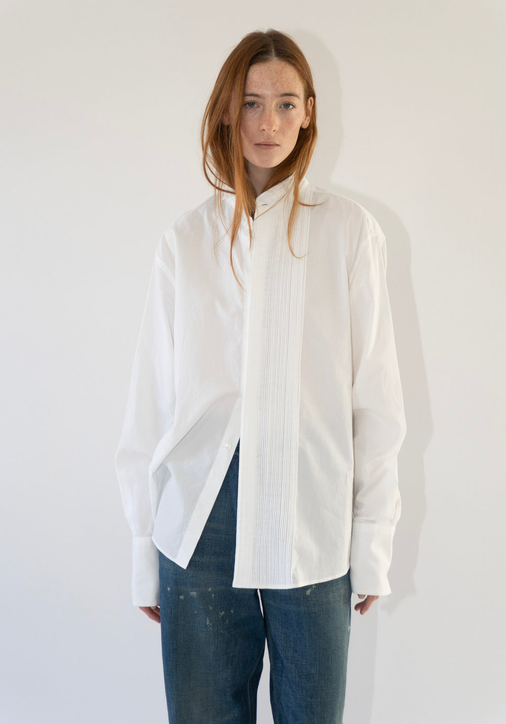 6397 Micro Pleat Formal Shirt in White