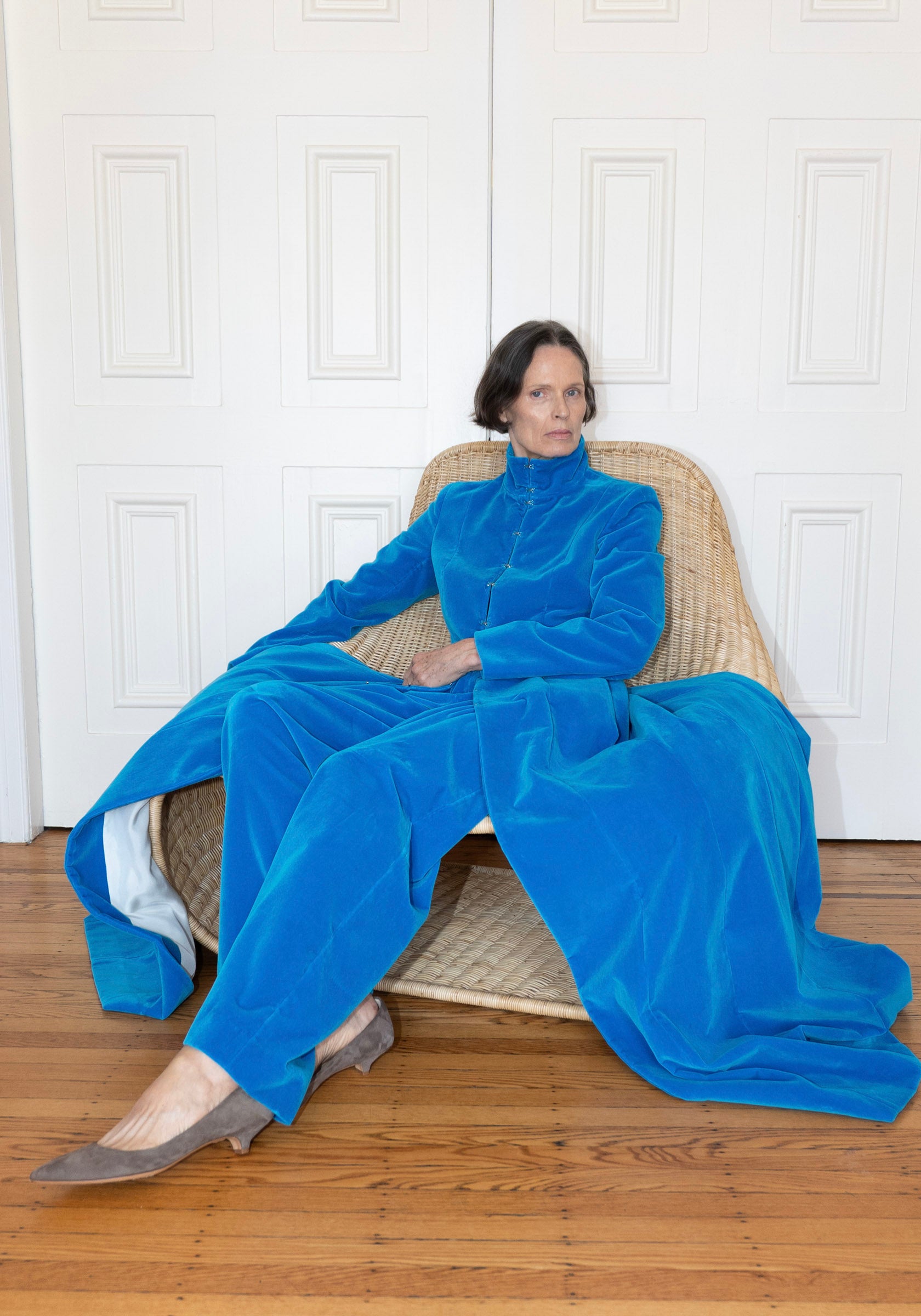 Colleen Allen Victorian Shaped Coat in Cerulean Blue