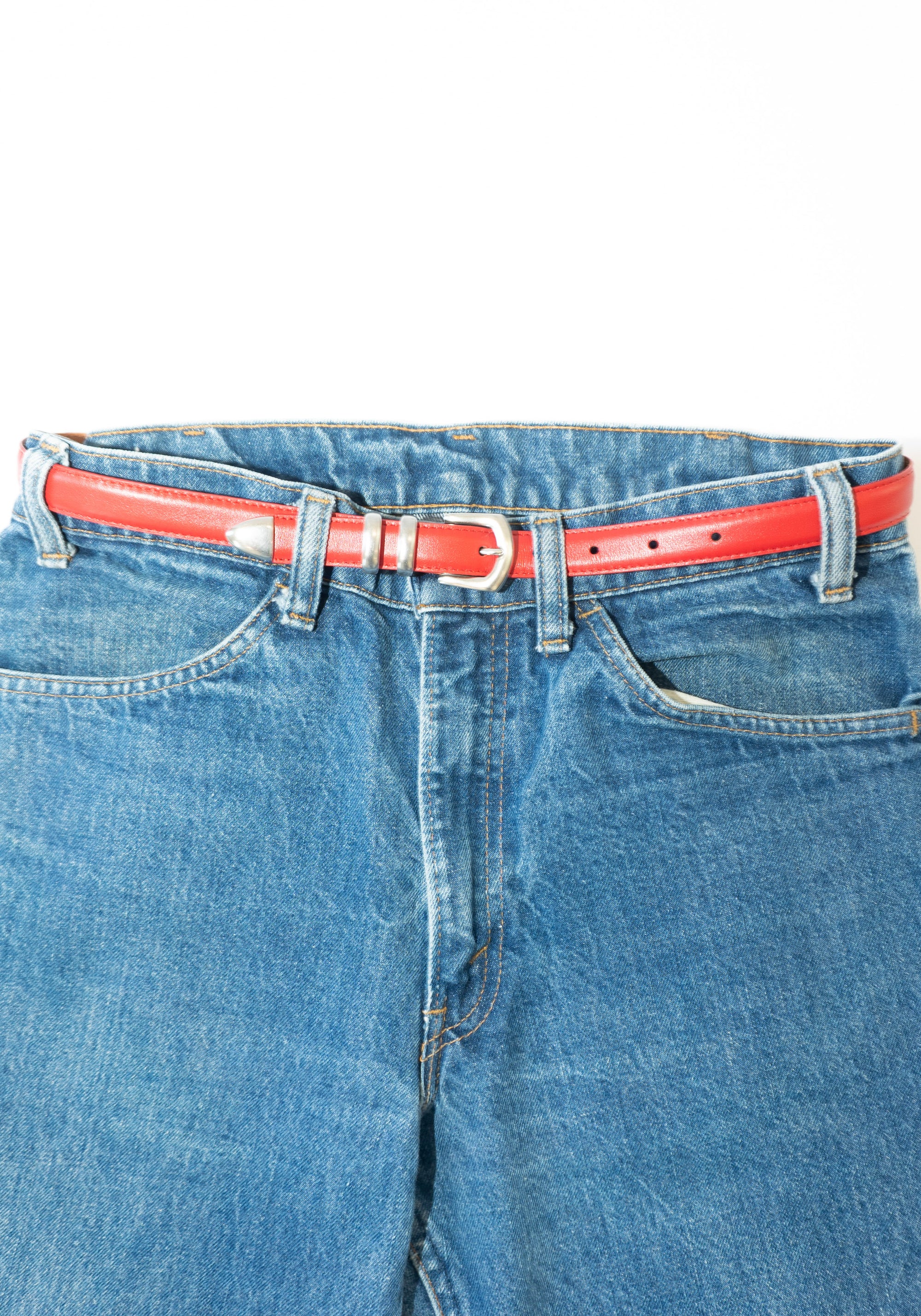 Maison Boinet Skinny Leather Belt in Gooseberry with Silver Buckle