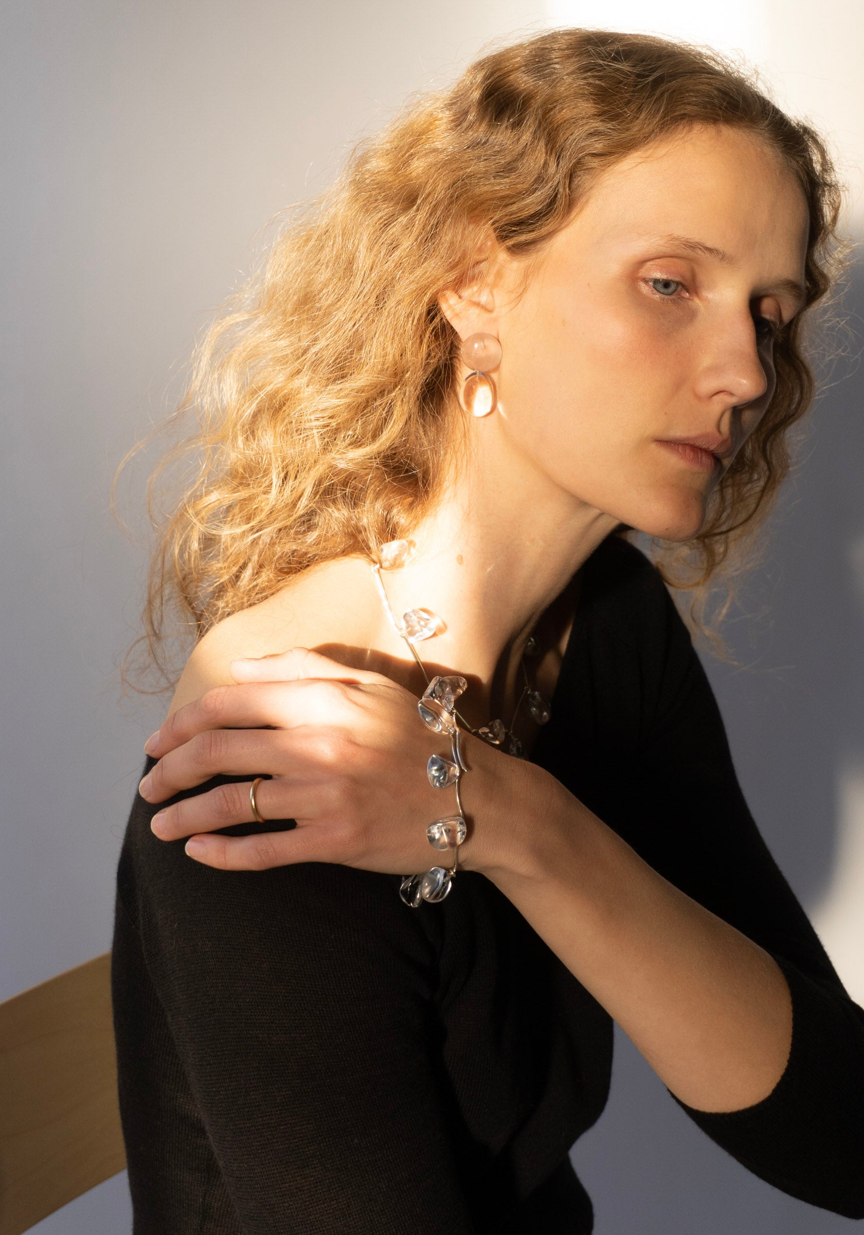 Pebbles Bracelet No.2 in Sterling + Rock Crystal