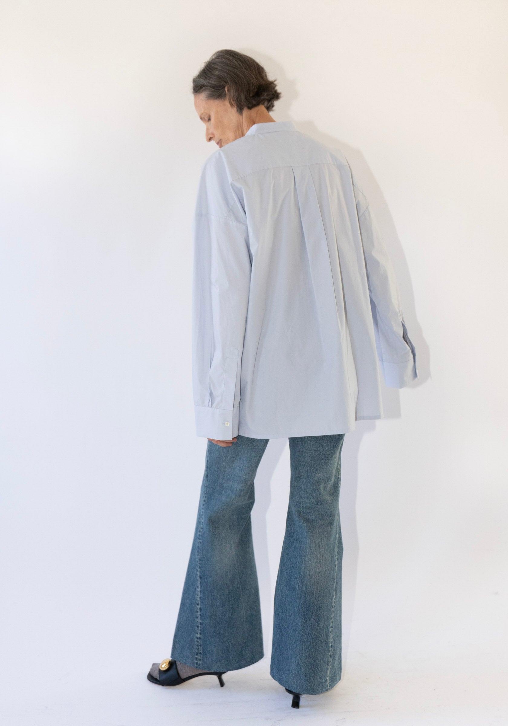 Tanaka Flare Jean Trouser in Green Blue