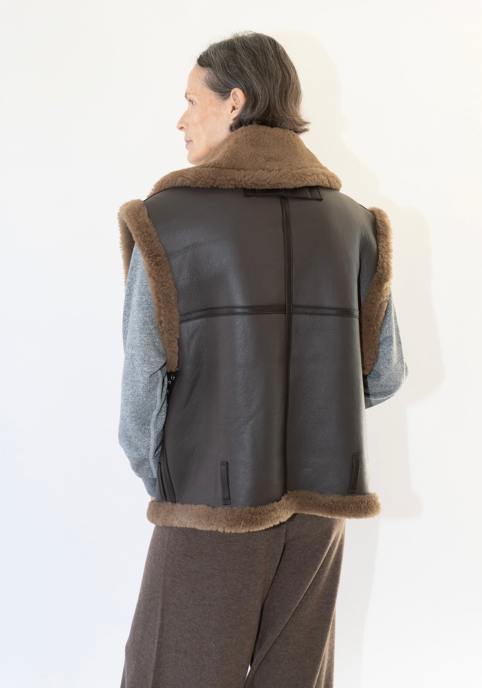 Shearling Vest in Brown