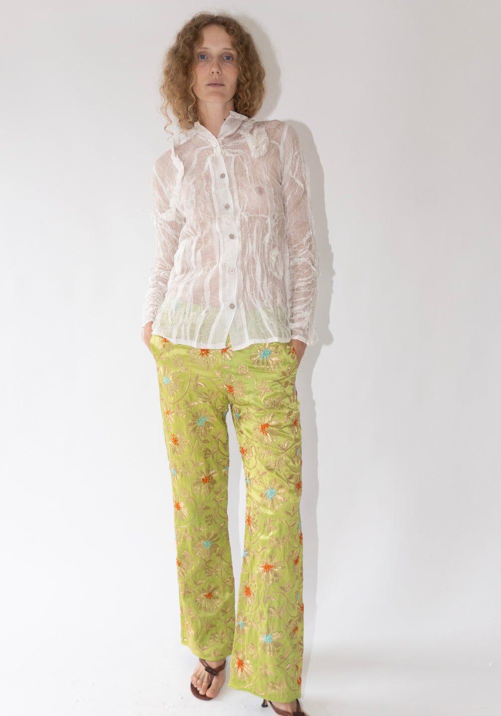 Tigra Tigra Sheer Tucked Top in White