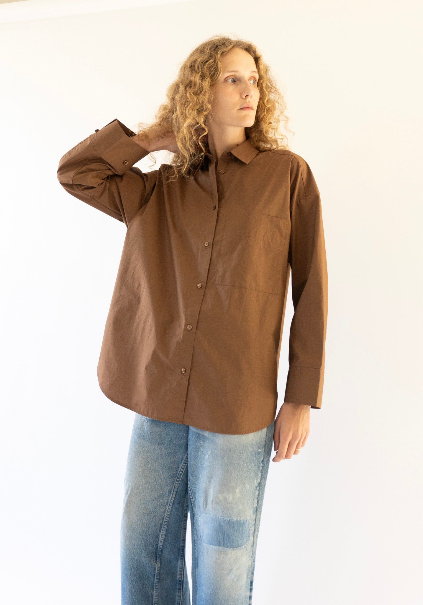 Malene Birger Derris Button Front Shirt in Bison