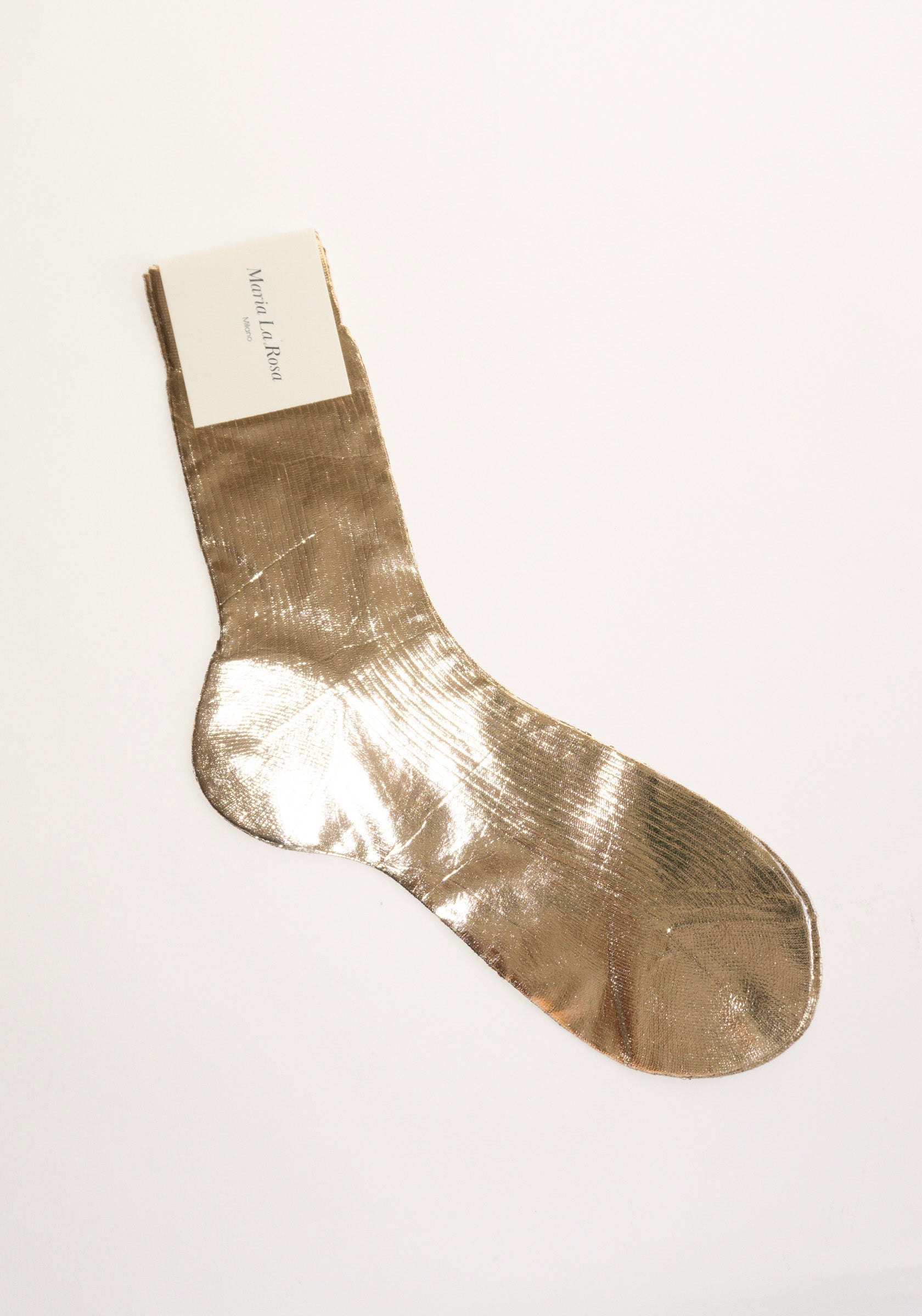 Maria La Rosa Ribbed Laminated Sock in Platino