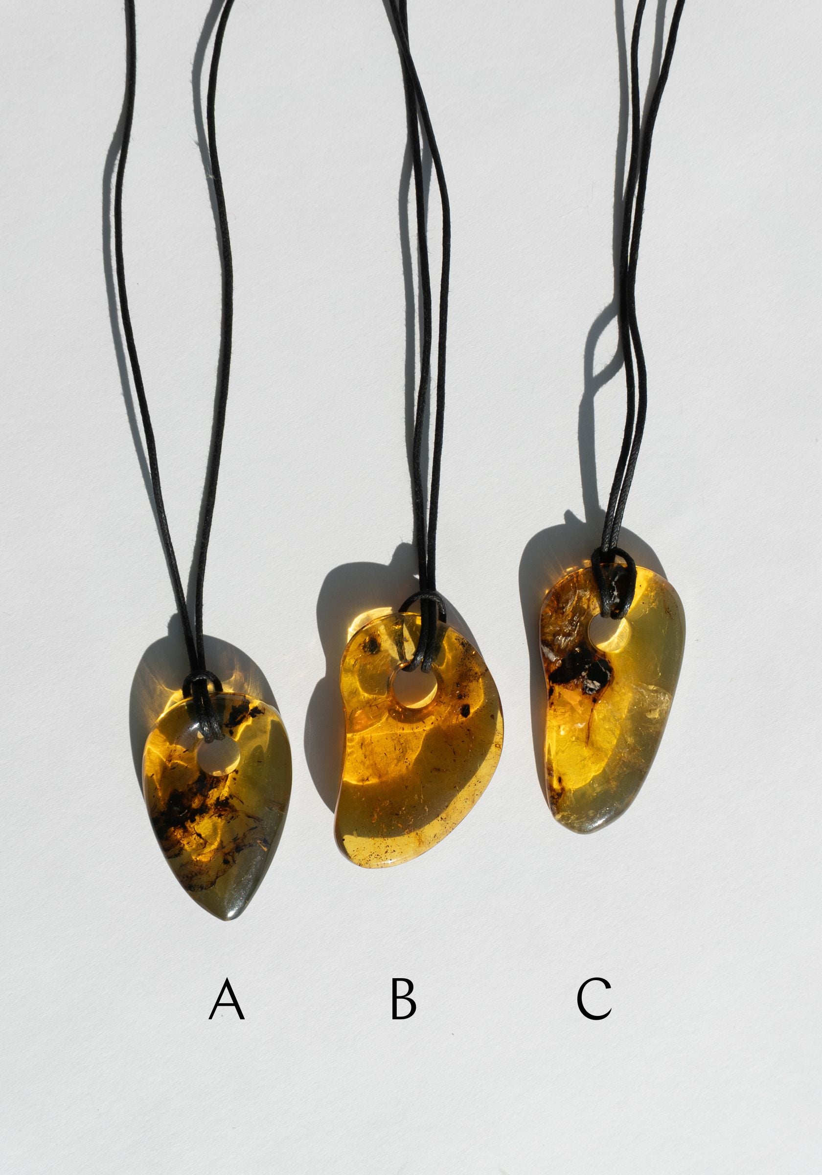 Organic Amber Pendant Necklaces