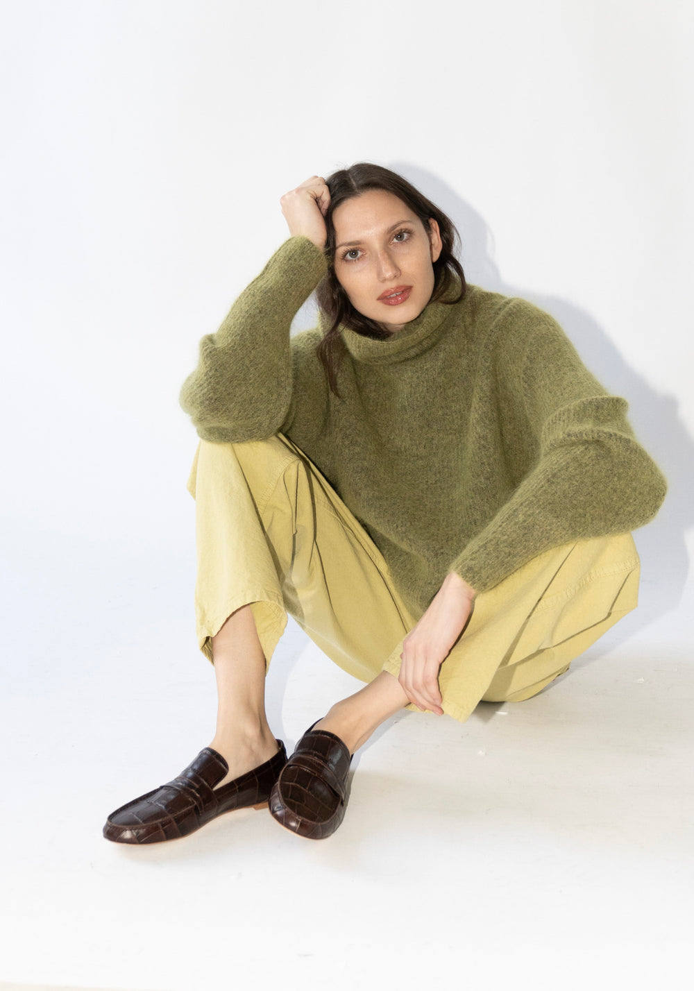 Sayaka Davis Mohair High Neck Sweater in Matcha