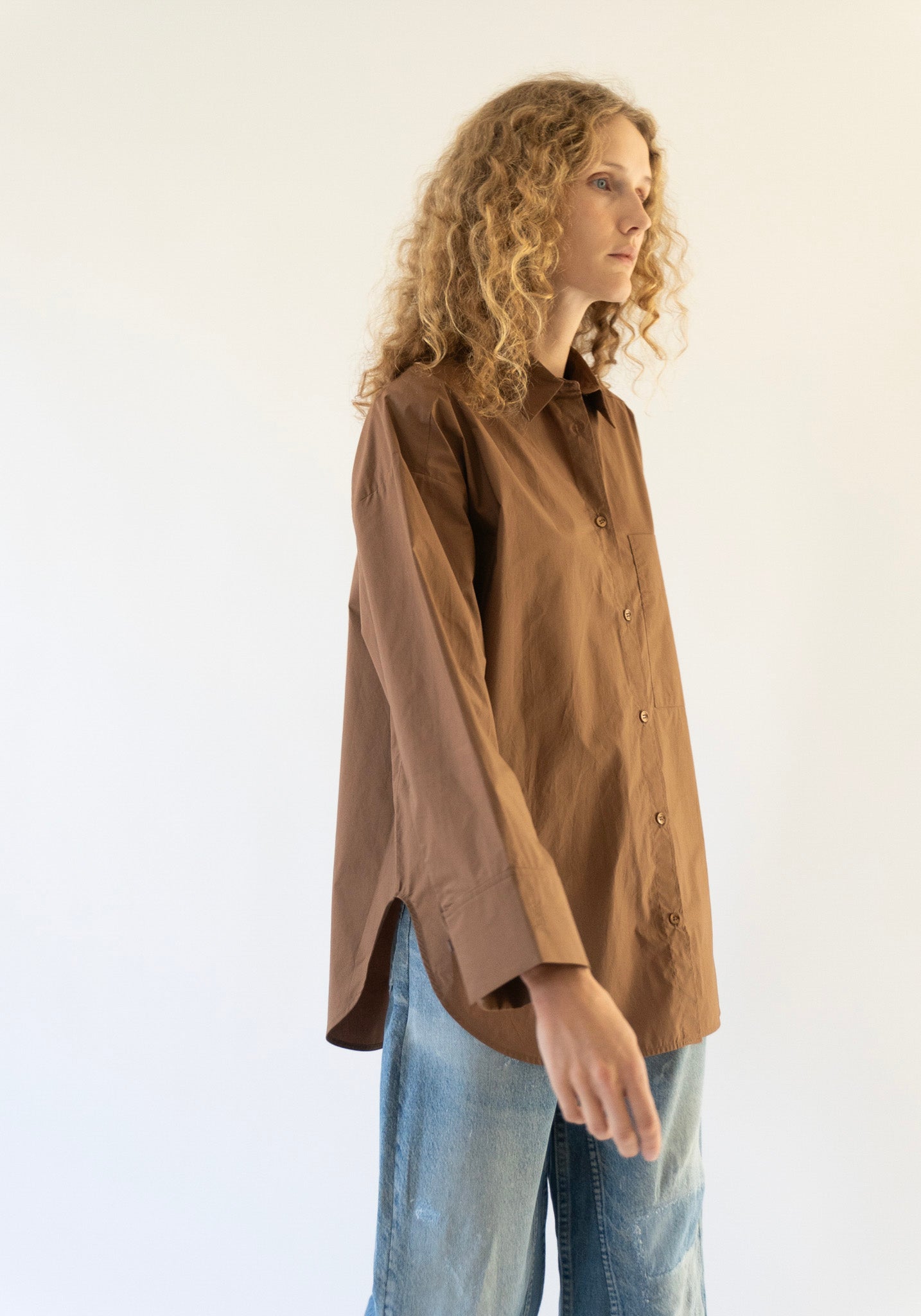 Malene Birger Derris Button Front Shirt in Bison