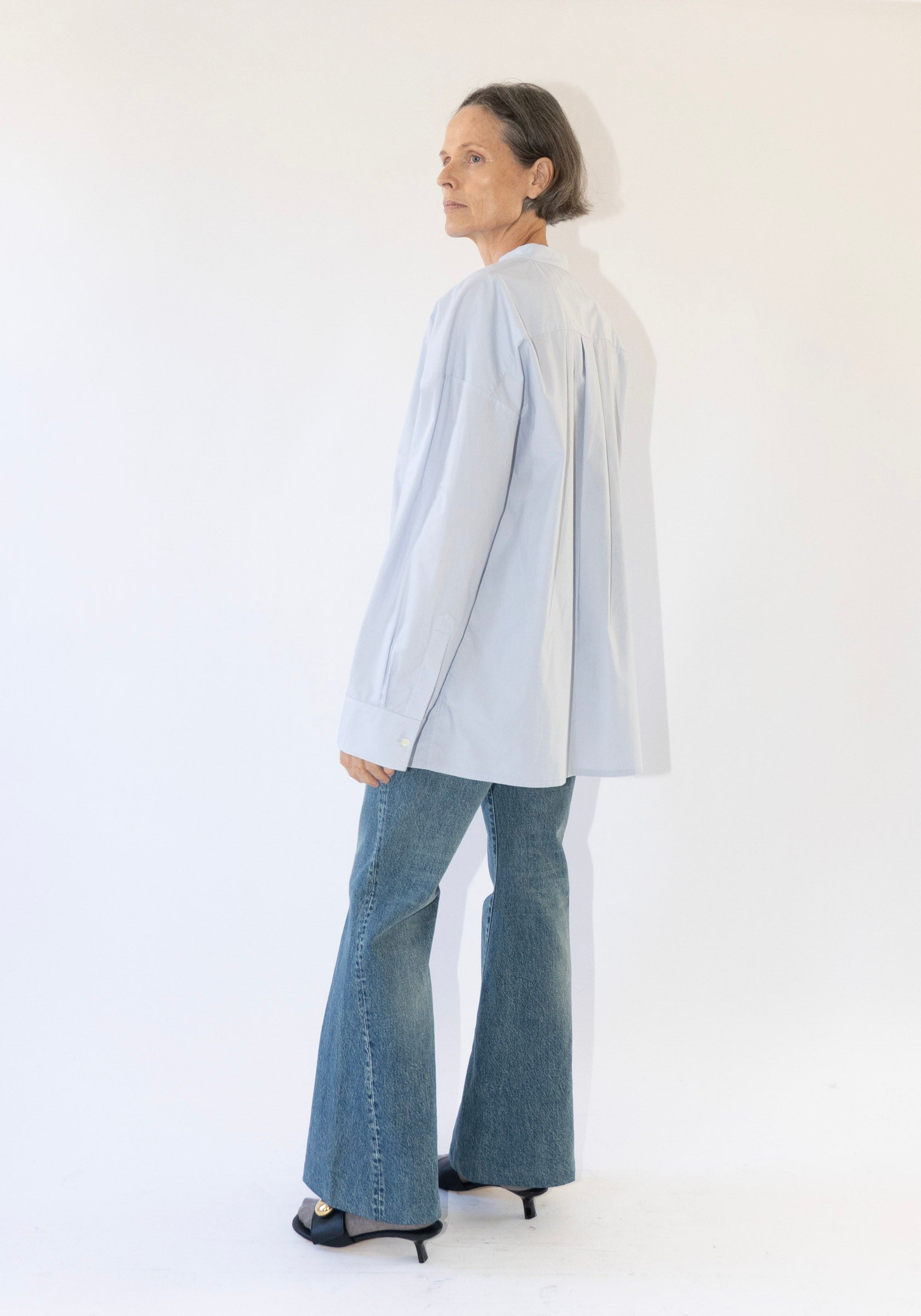 Tanaka Flare Jean Trouser in Green Blue