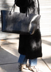 Eva Weekend Tote in Black Croc