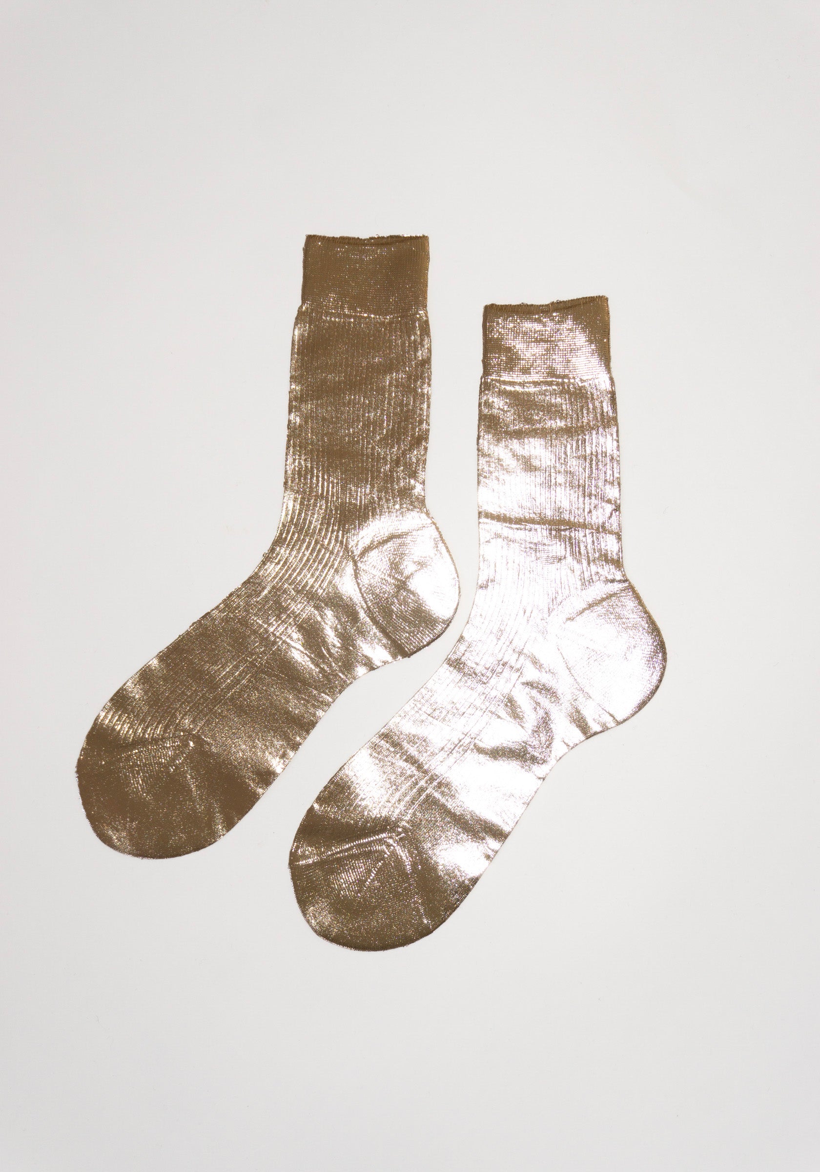 Maria La Rosa Ribbed Laminated Sock in Platino