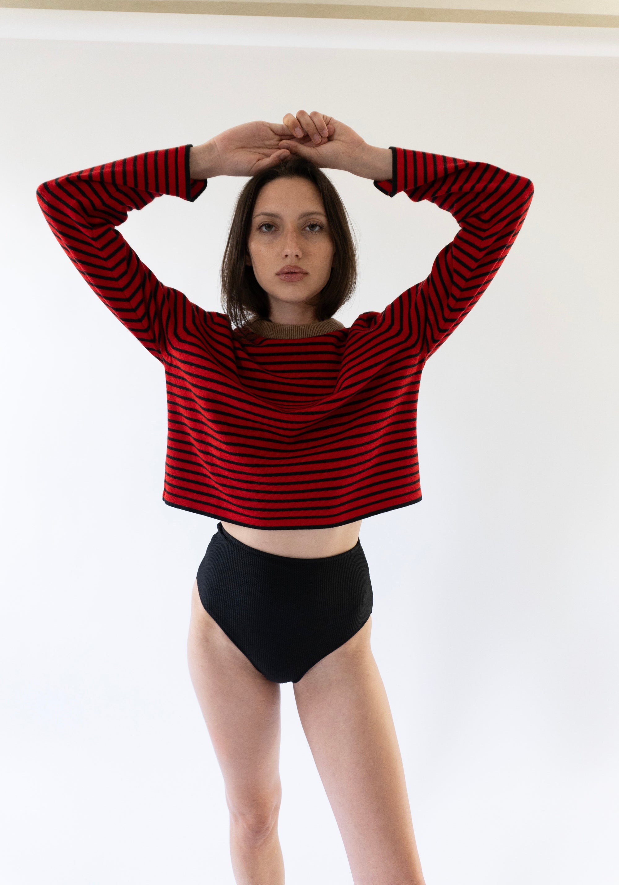 Cordera Merino Wool Striped Tee in Red