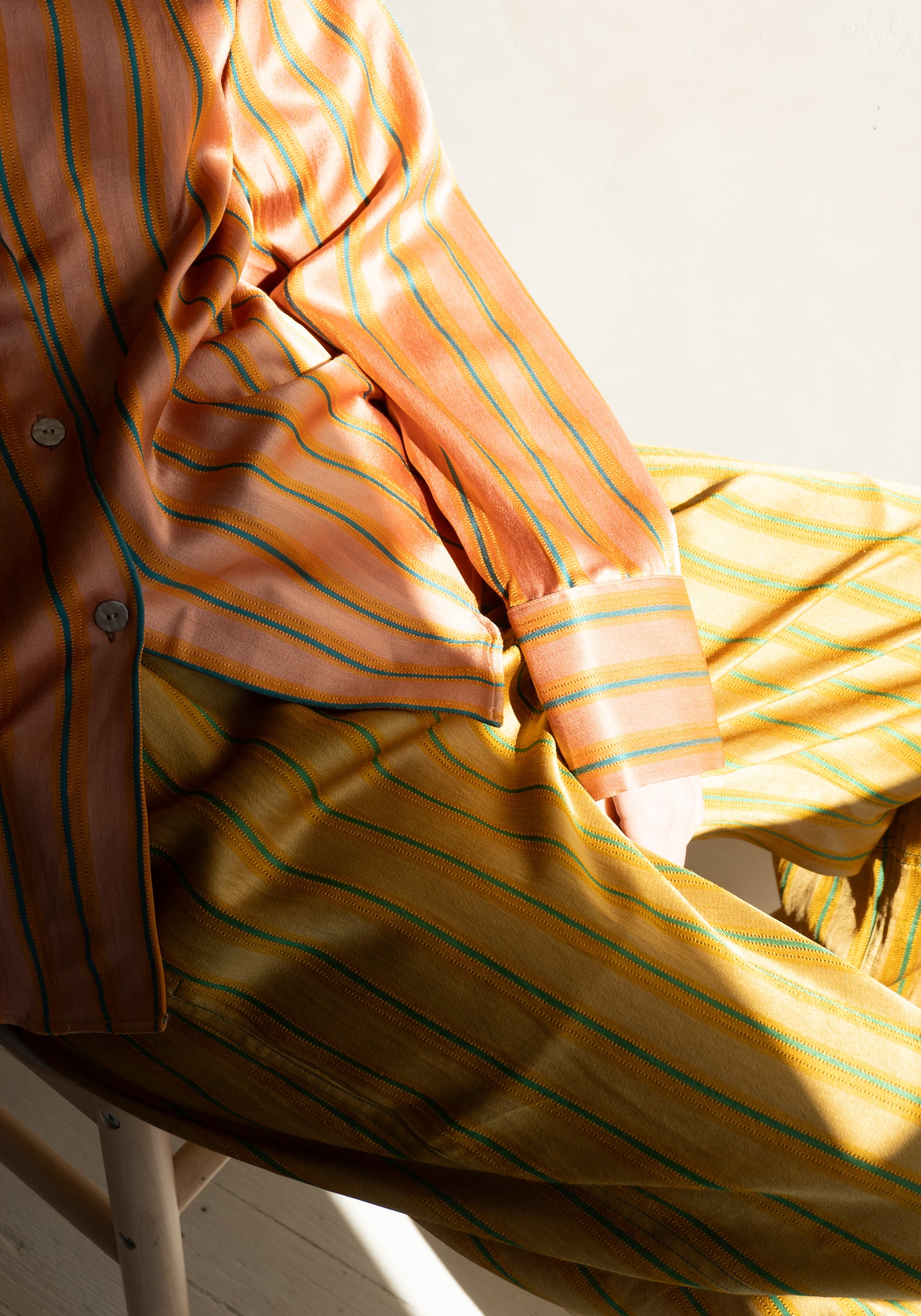 Stripe Button Down Shirt in Peach Stripe