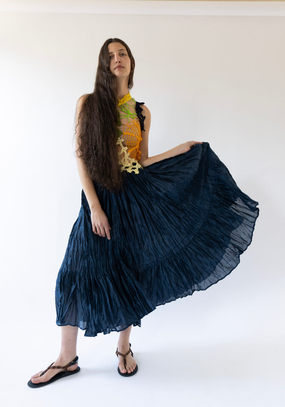 Caen Pleated Maxi Skirt in Eclipse