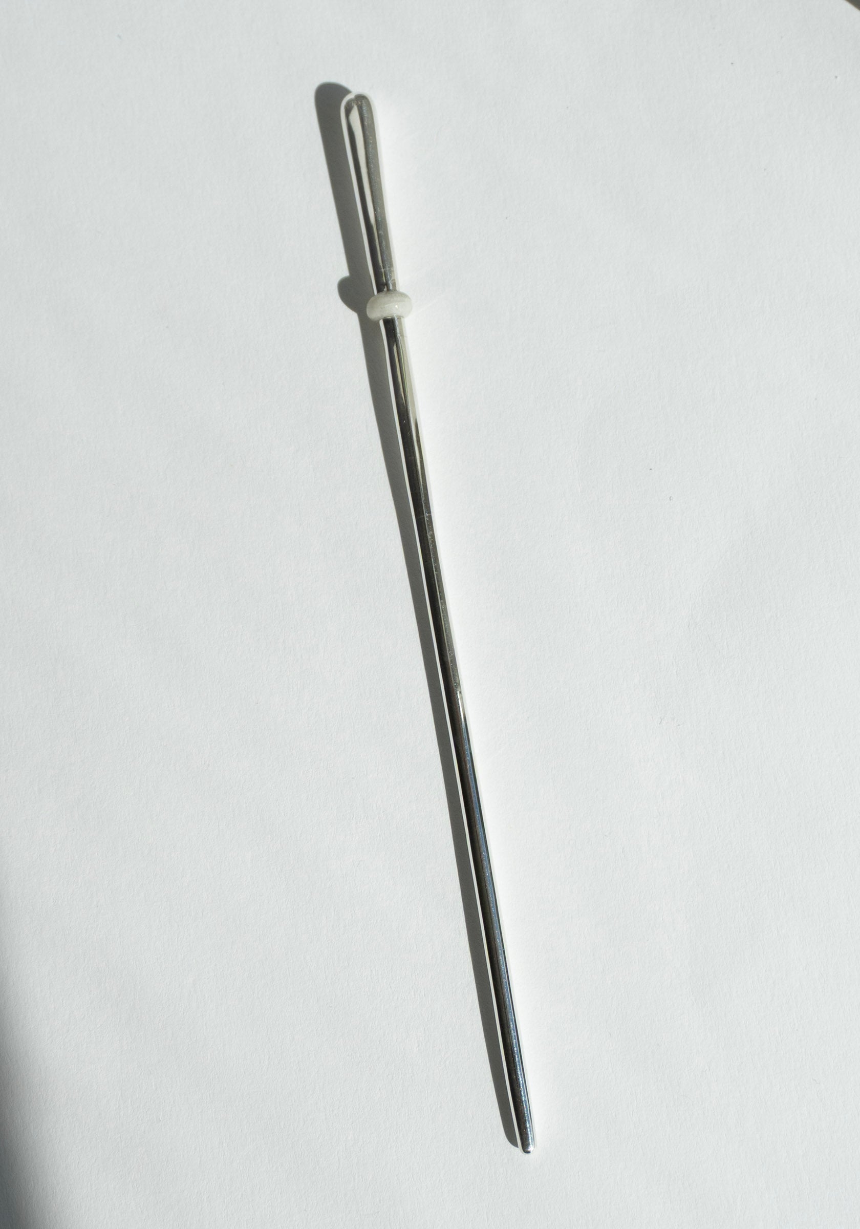 Banded Friedel Hairpin in Silver & White Feldspar