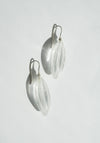 Large Elongated Ridge Earrings in Silver & Quartz