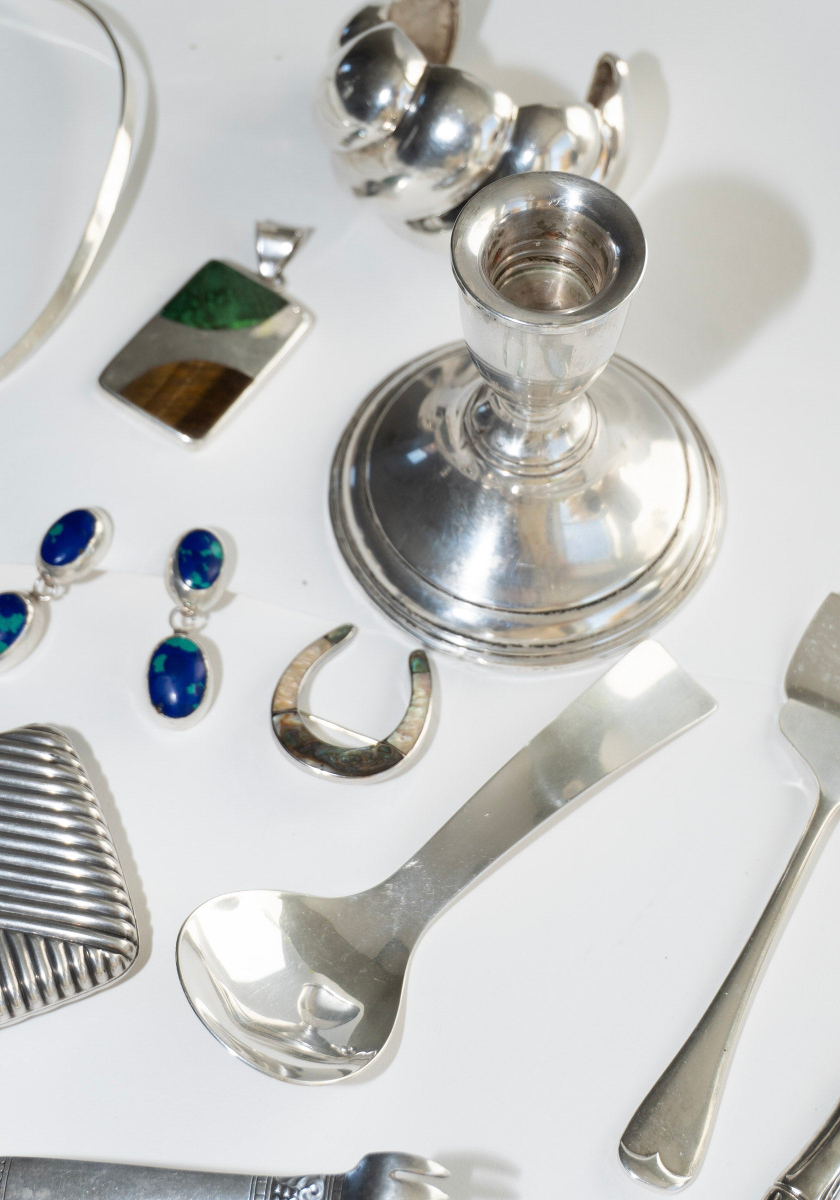 Vintage Sterling Azurite Drop Earrings