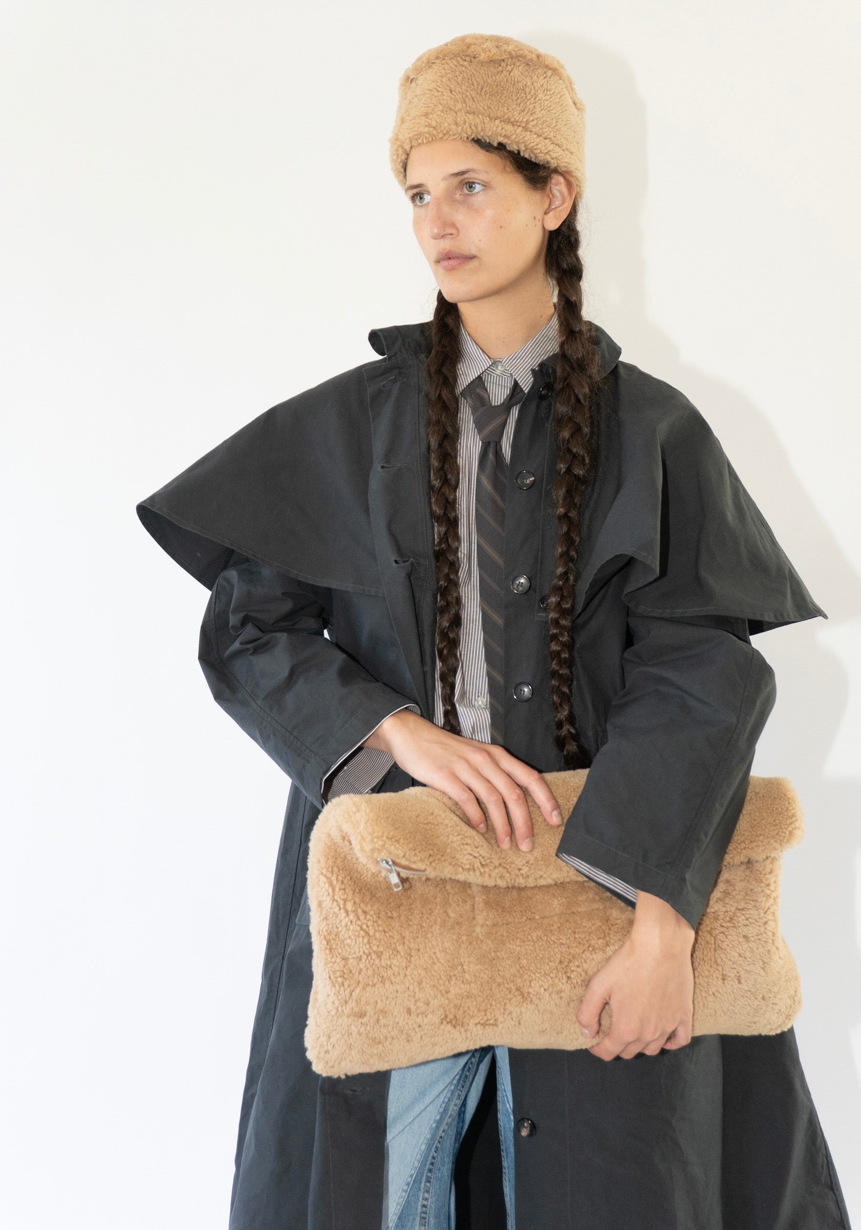 Cawley Leather Pill Box Hat in Tan