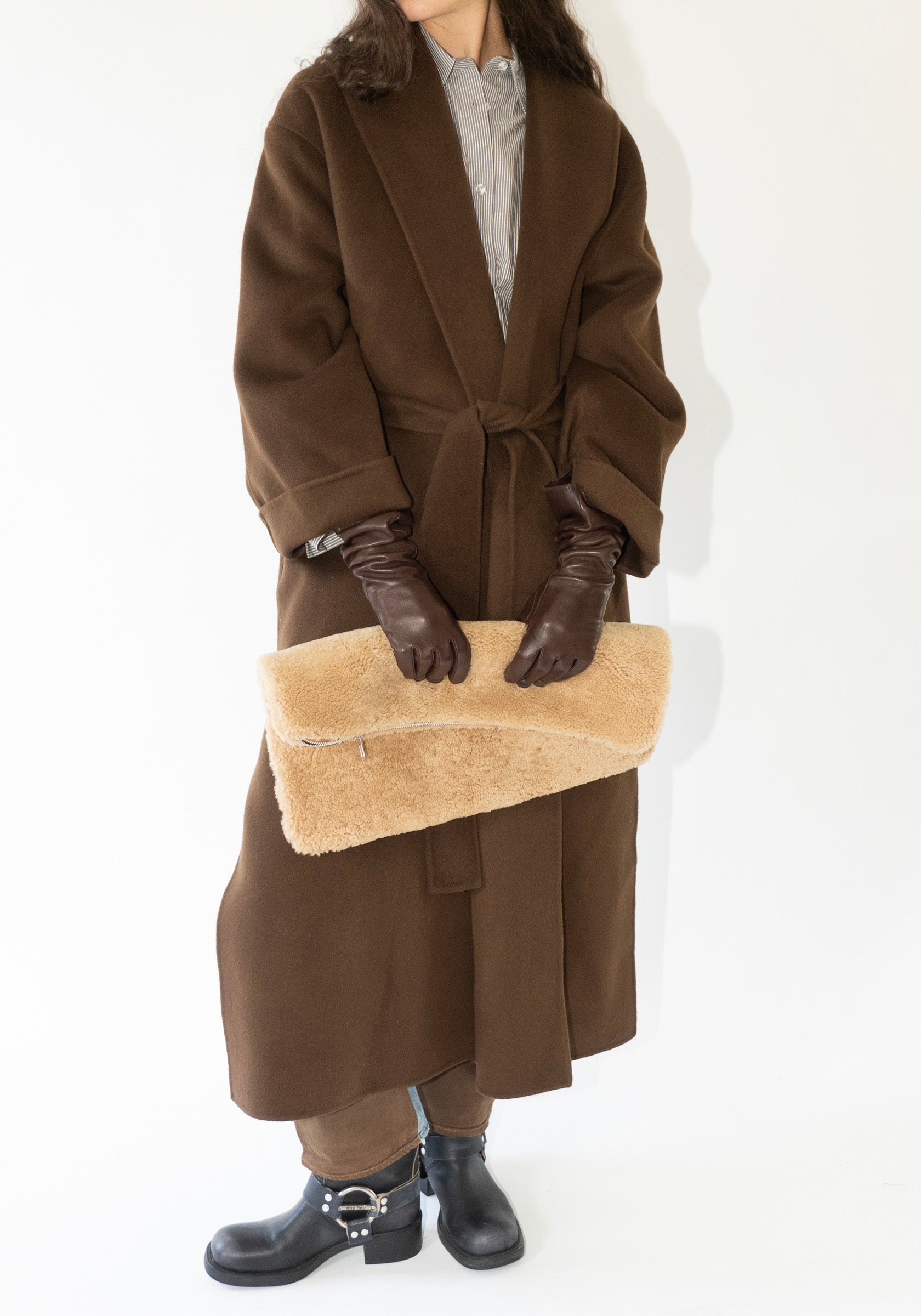 Cawley Leather Clutch in Tan