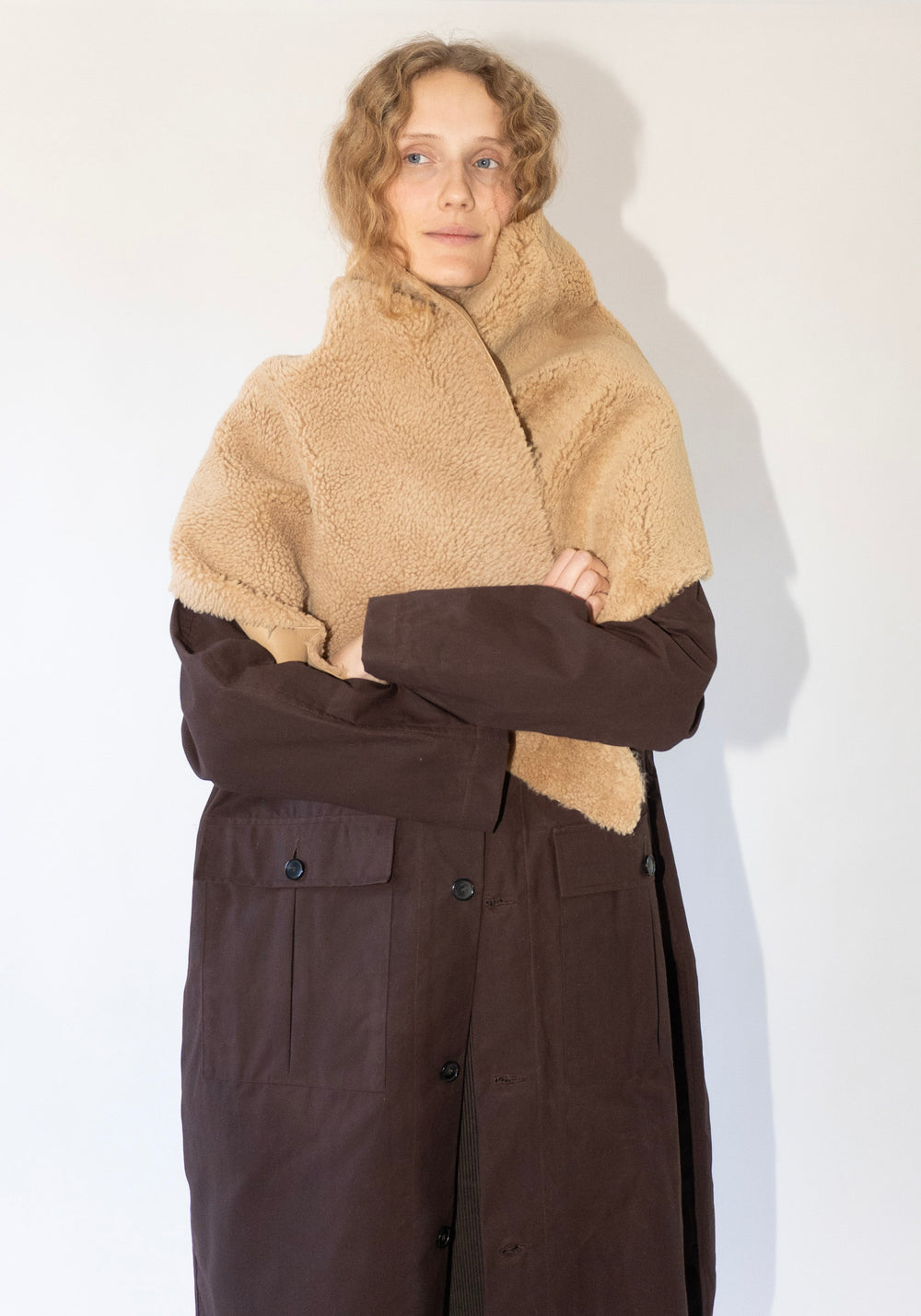 Leather Shawl in Tan