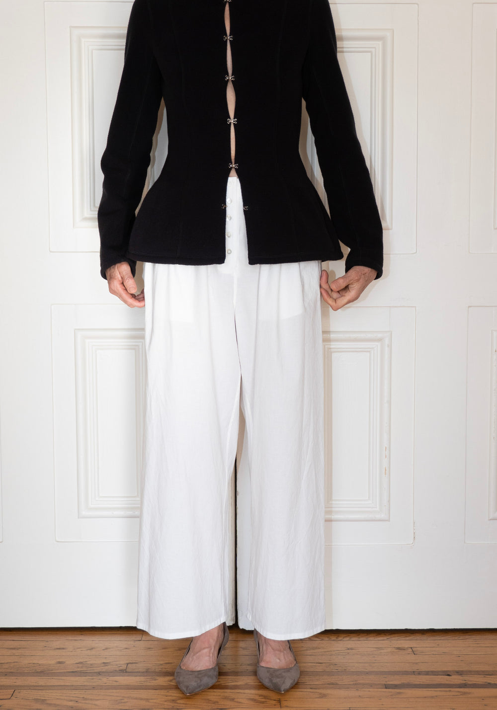 Colleen Allen Cotton Drawstring Pant in Natural White