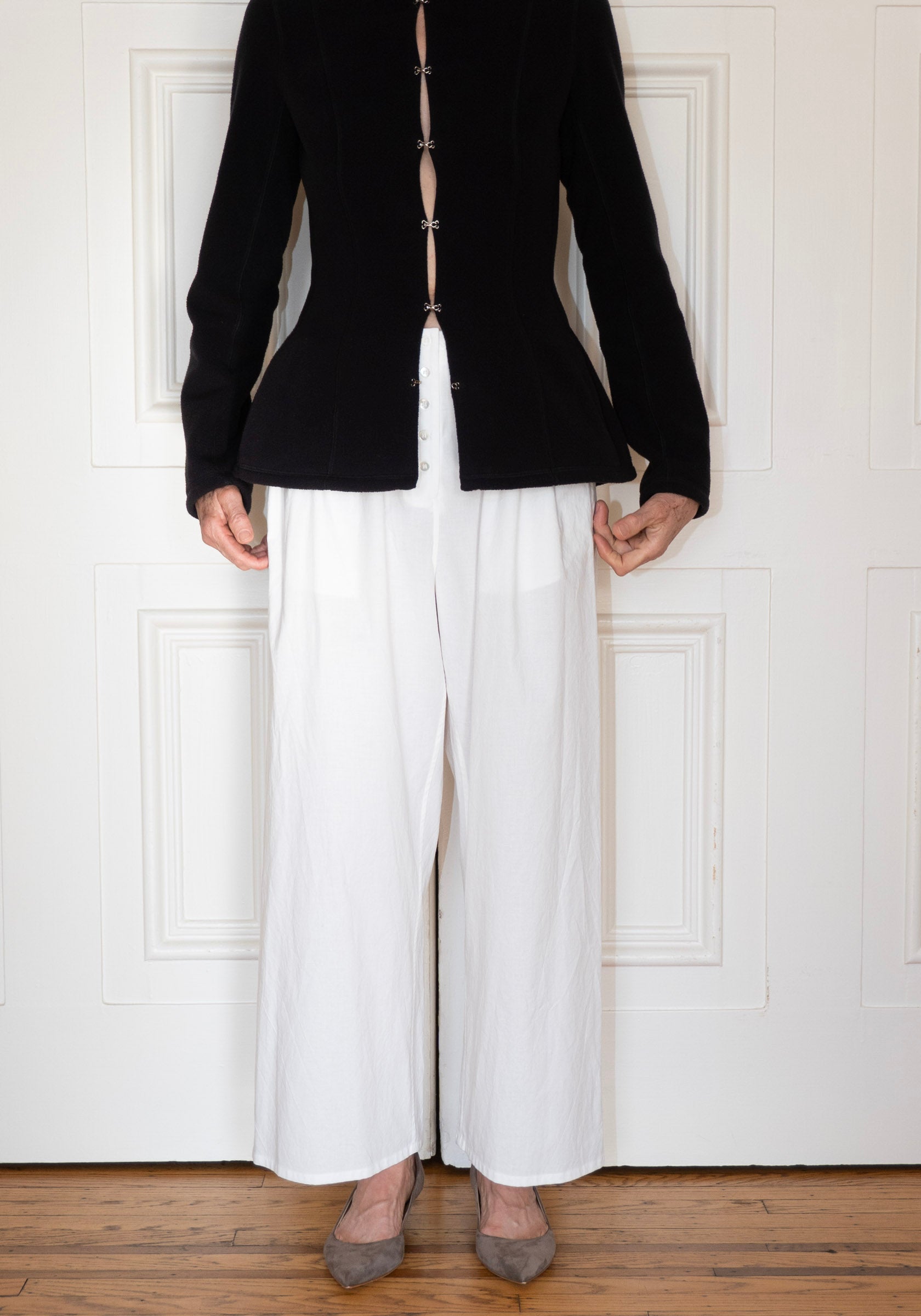 Colleen Allen Cotton Drawstring Pant in Natural White