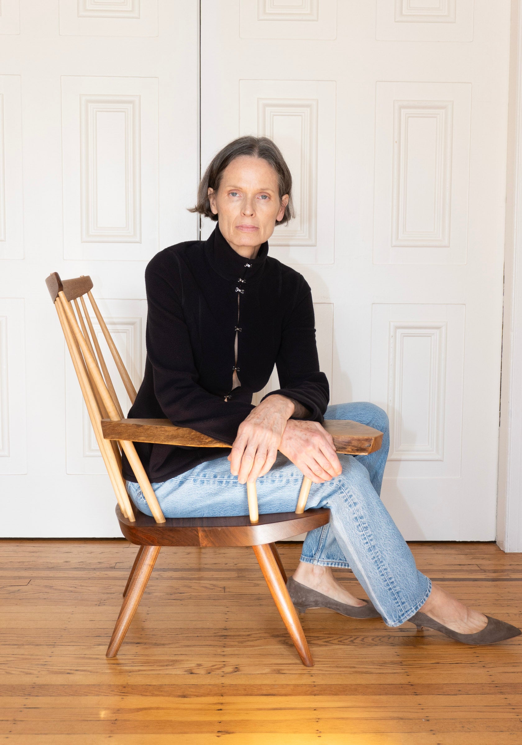 Colleen Allen Shaped Fleece Jacket in Black